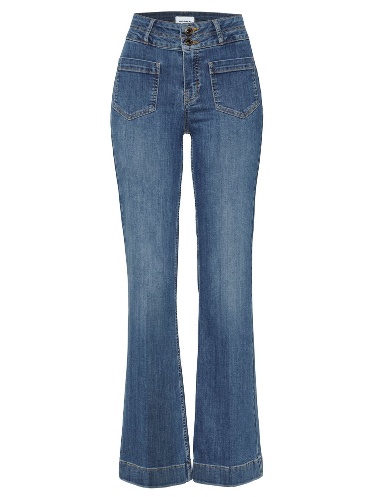 Womens jeans Audrey Bootcut in mid blue, bootcut jeans with front pockets, product view