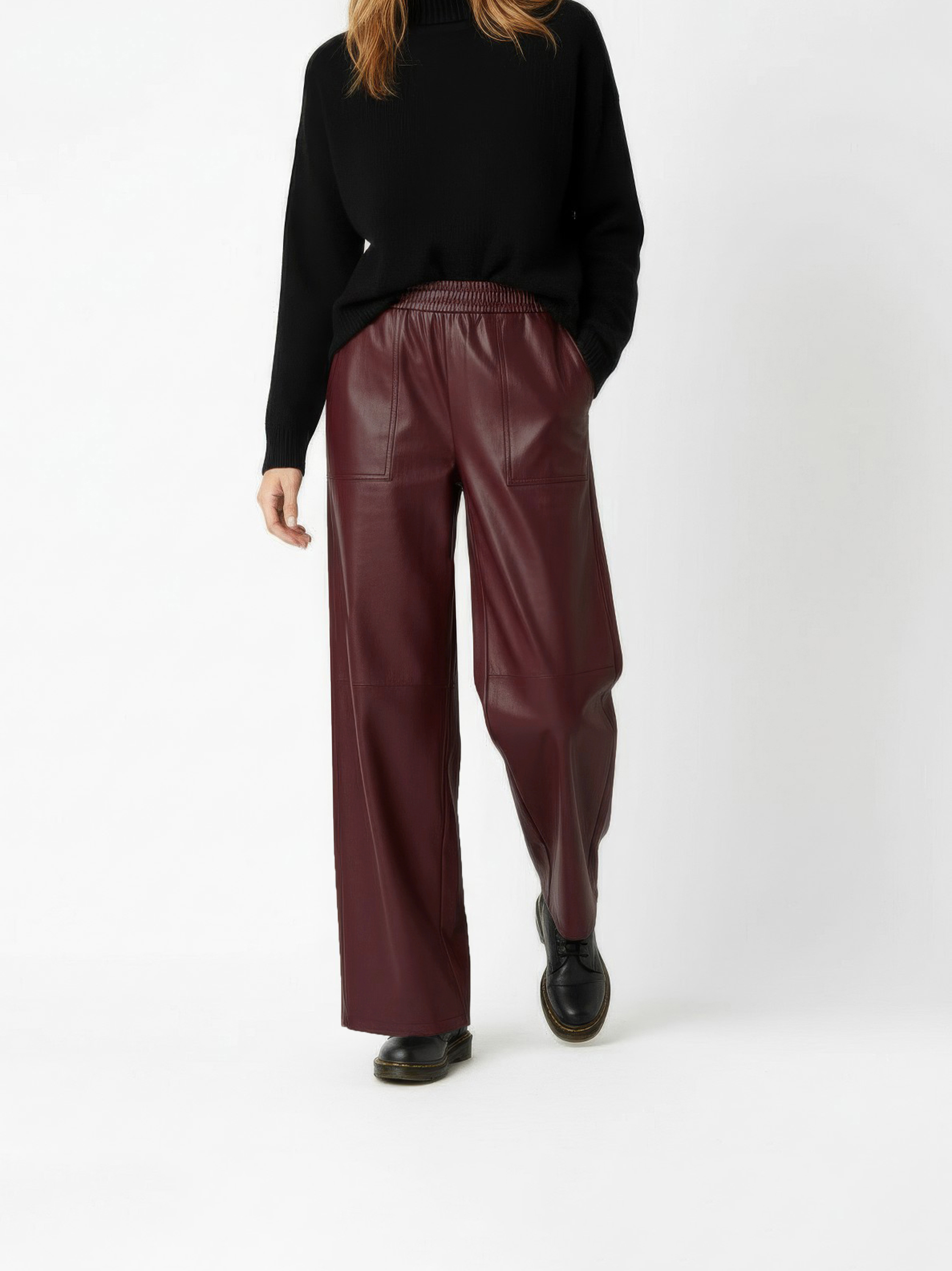 Trousers Mara_369 berry front view Trousers Mara_369 berry front view