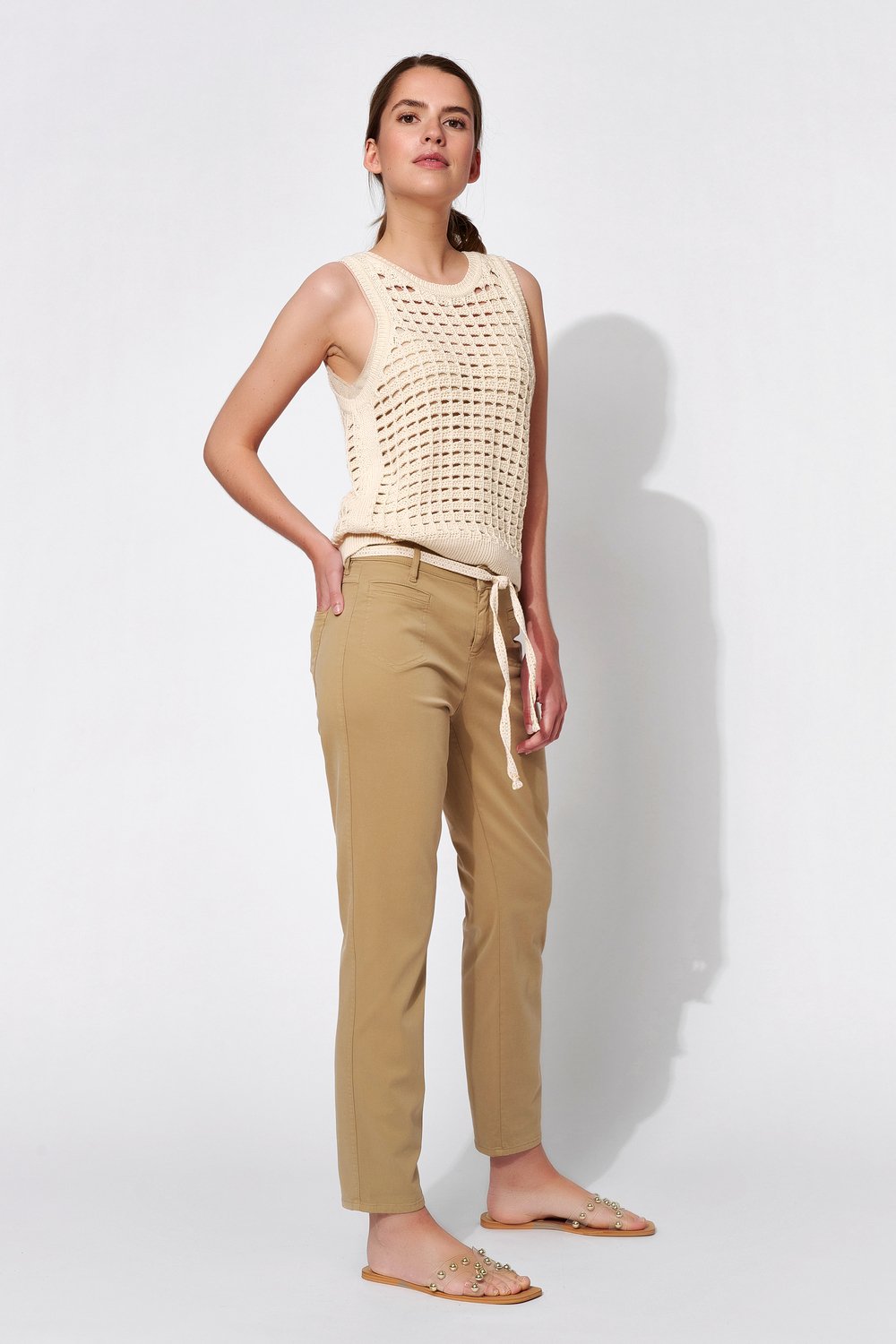 Trousers with a tie belt | Style »Alisa_084G« camel