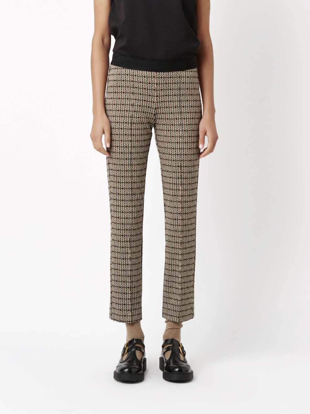 Hose Alisa_296 black/brown Vorderansicht