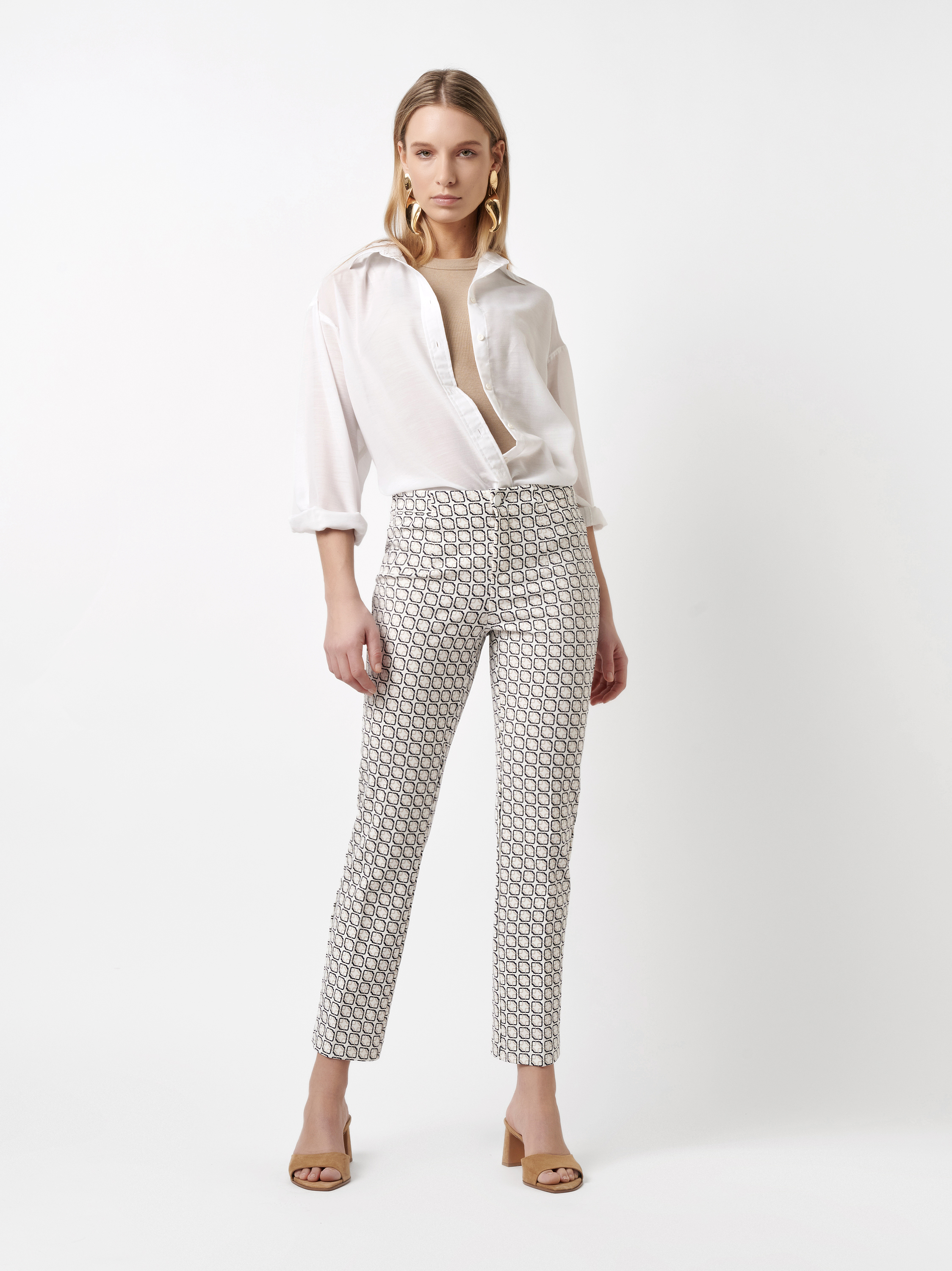 Gemusterte 7/8-Hose | Style »Alisa_296« offwhite/navy