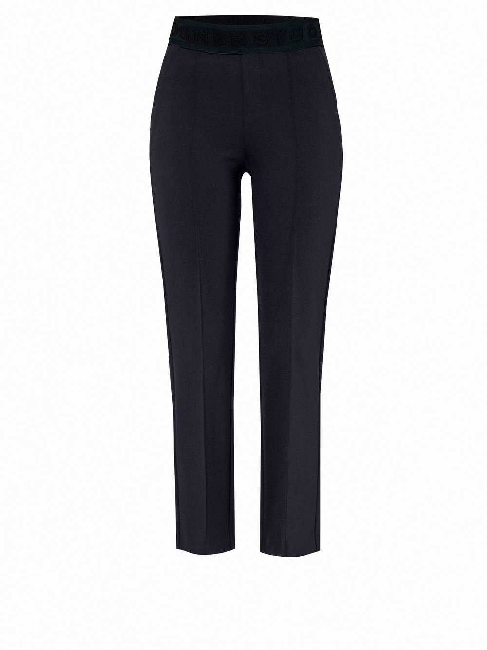 Damenhose Alisa Slim in Dark Blue, slim-Fit Hose aus leichter Scubaqualitaet, freigestellte Produktansicht