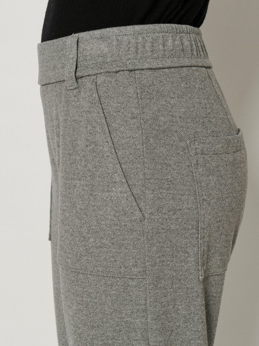 Womens trousers Mara Tapered in Light Grey, soft jersey tapered-fit trousers, detail view