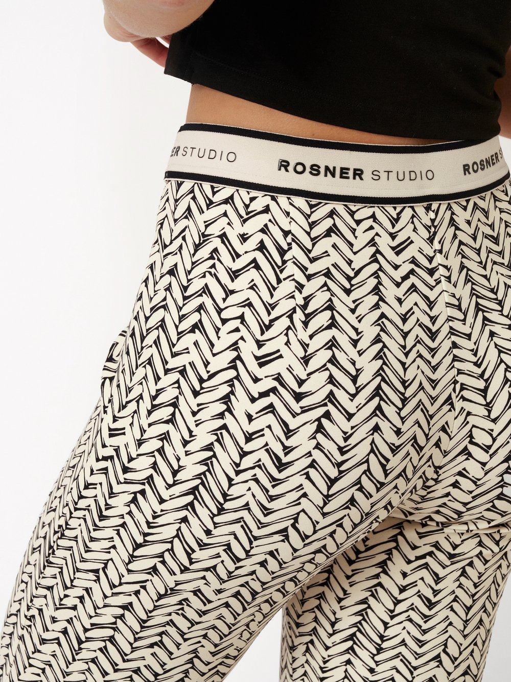 Damenhose Alisa Slim in black / offwhite, gemusterte Slim-Fit, Detailansicht