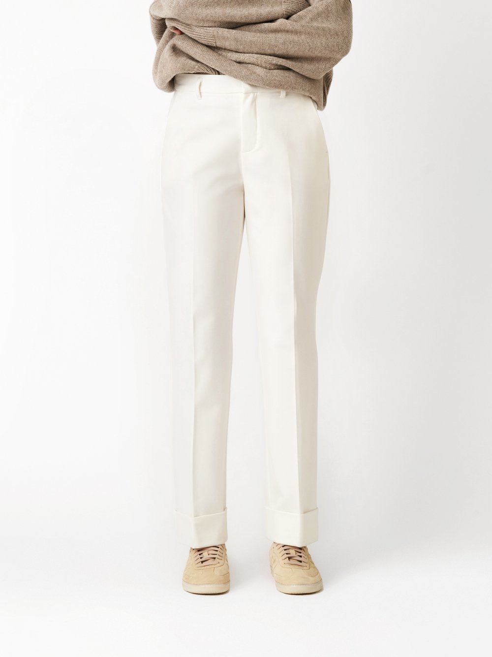 Trousers Audrey1_093 ecru front view Trousers Audrey1_093 ecru front view