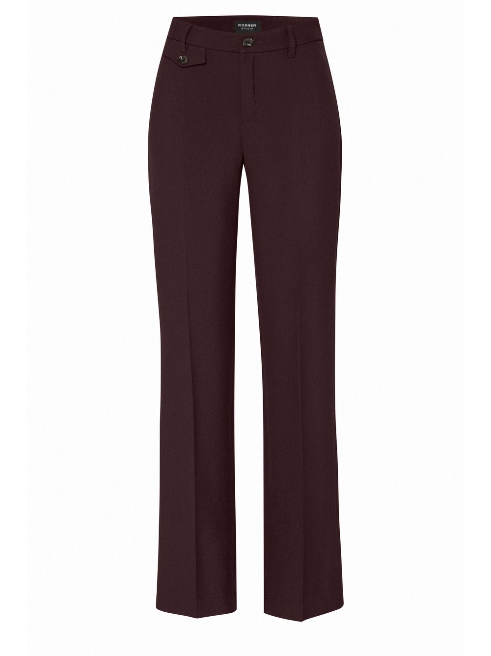 Damenhose Audrey Flared in Bordeaux, flared-Hose mit Tailoring-Details, freigestellte Produktansicht