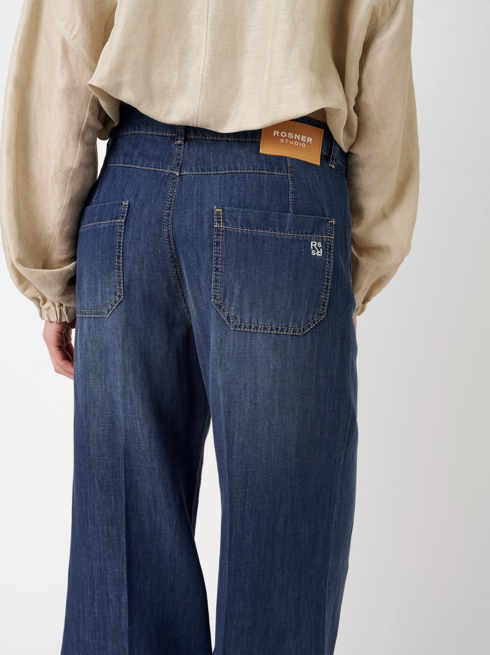 Womens jeans Audrey Culotte in mid blue, culottes made of lightweight denim, detail view