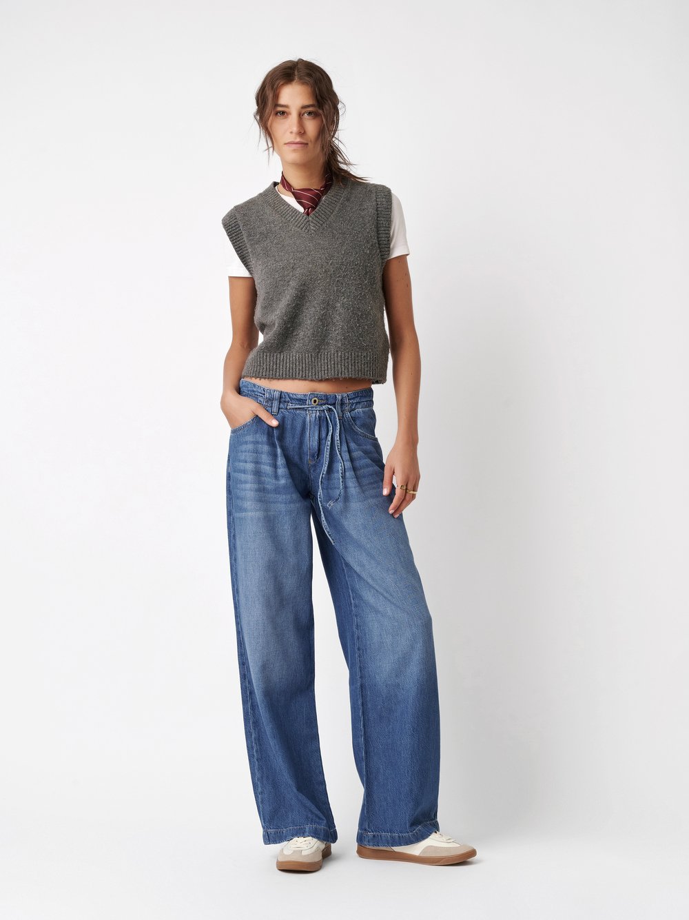 Wide Leg Jeans mit Bundfalten | Style »Masha_151« mid blue