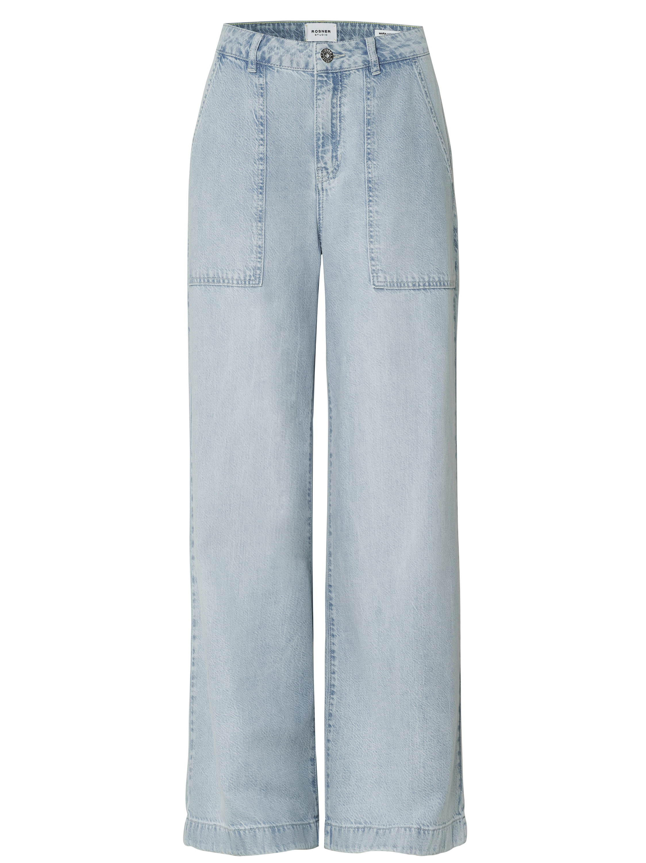 Damenjeans Mara Wide in light blue, Wide Leg jeans im Cargo-Stil, freigestellte Produktansicht