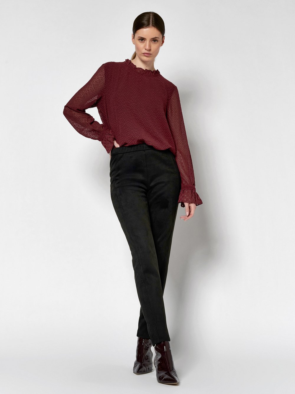 Skinny-Fit in Veloursleder-Optik | Style »Alisa_274« black
