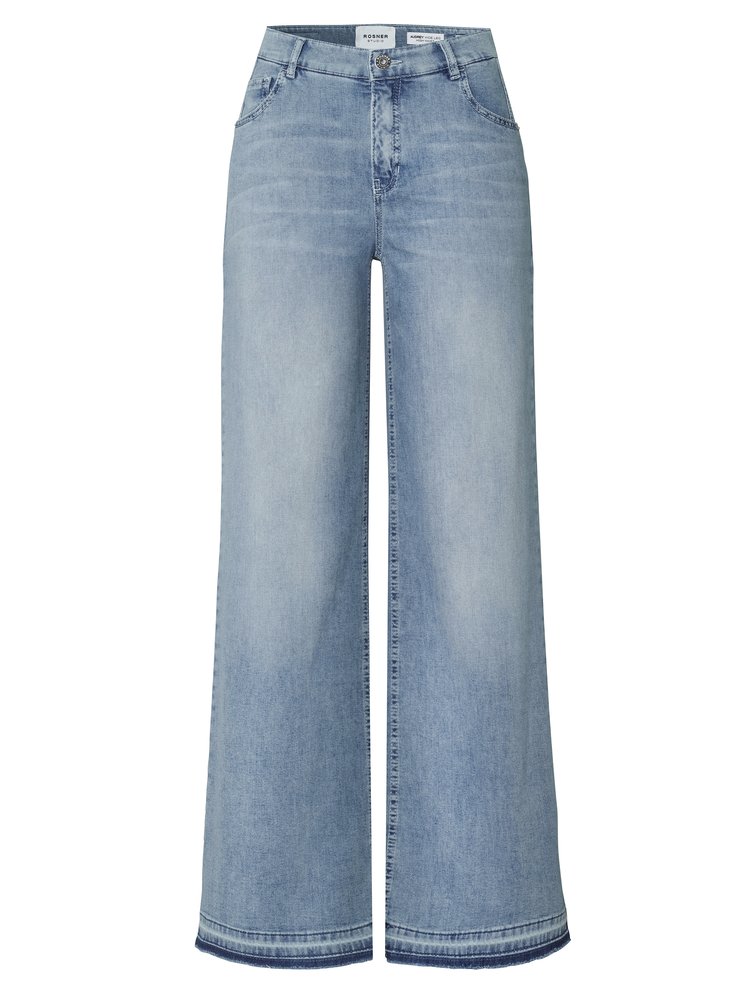 Womens jeans Audrey Wide in bleached blue, wide-leg jeans with raw hems, product view