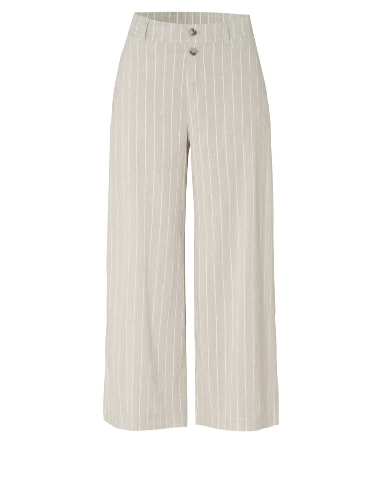Womens trousers Mara Wide in grey / gold, linen trousers with subtly shimmering stripes, product view