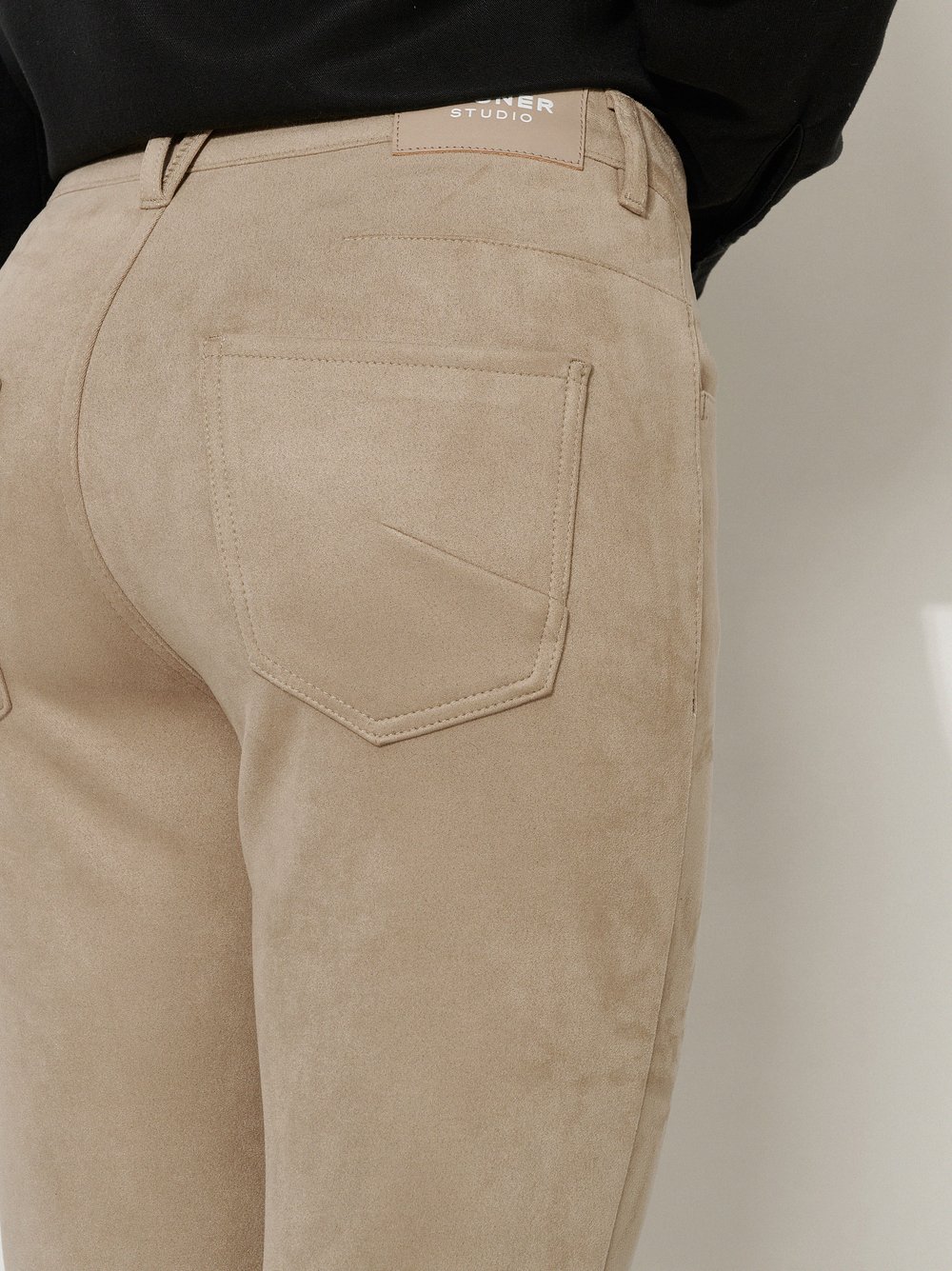 Womens trousers Alisa Slim in Light Brown, slim-fit trousers in suede look, detail view