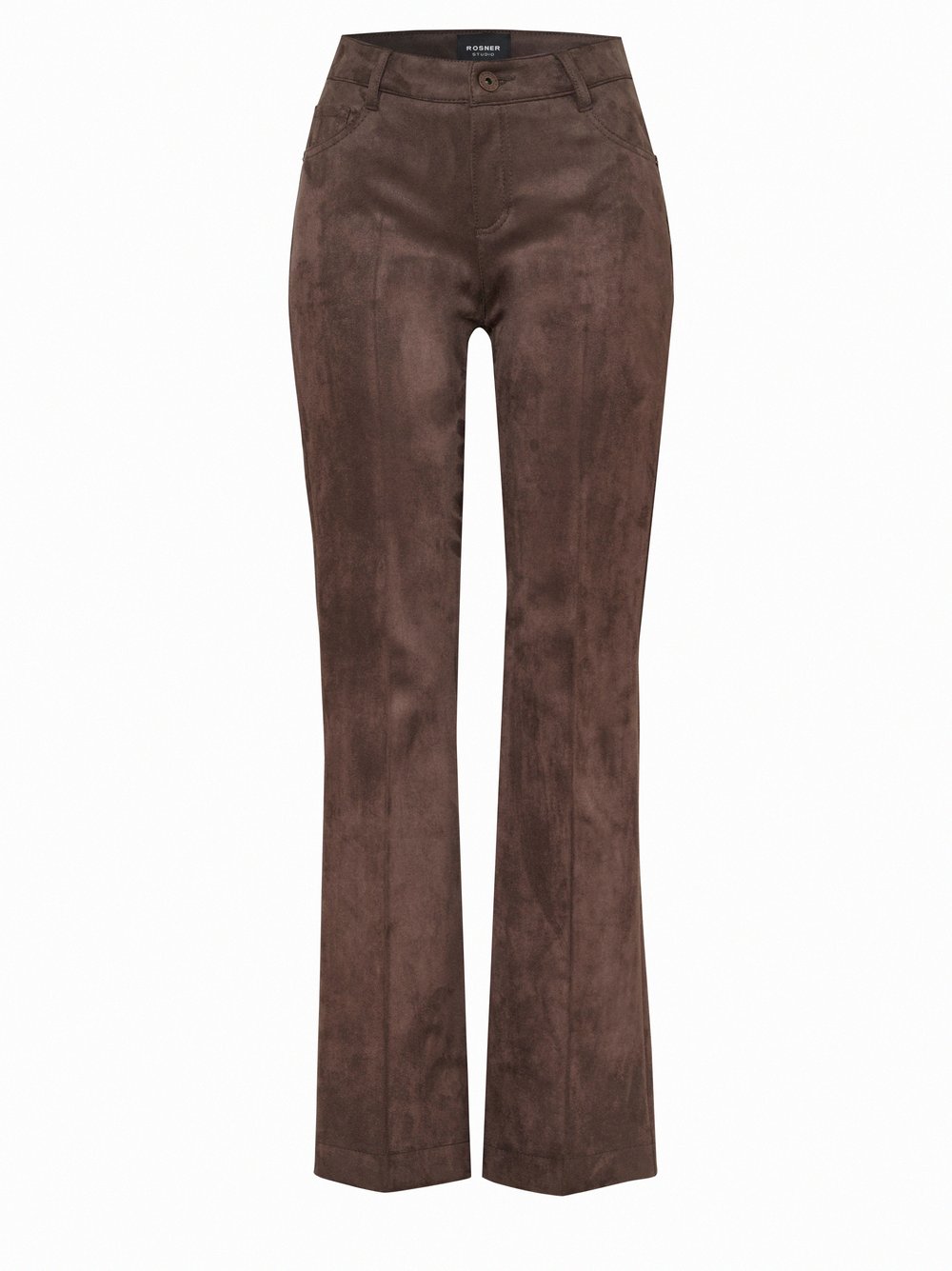 Womens trousers Antonia Bootcut in Dark Brown, bootcut trousers in suede look, product view