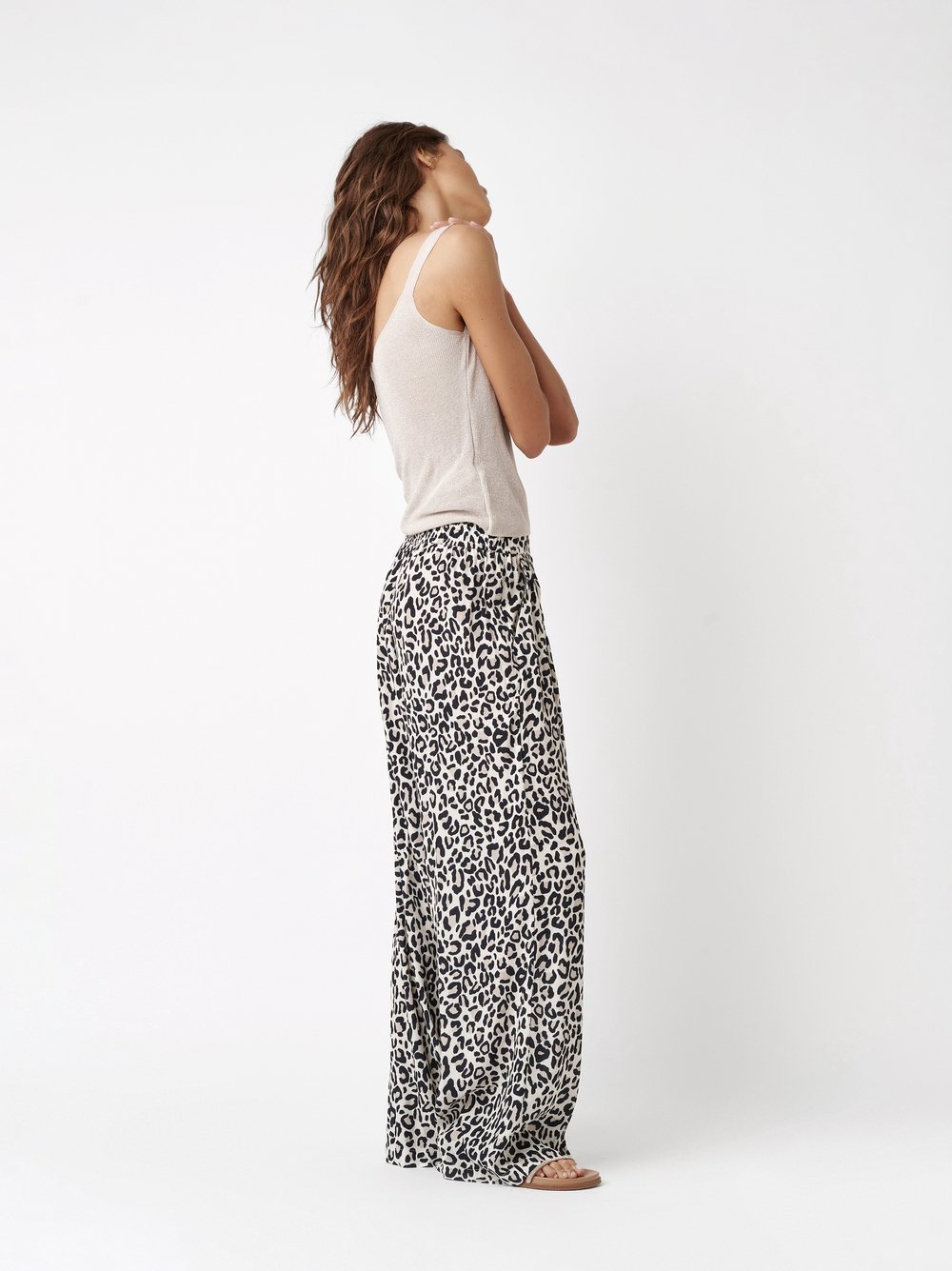 Wide Leg mit Leoprint | Style »Mara_378« offwhite/black