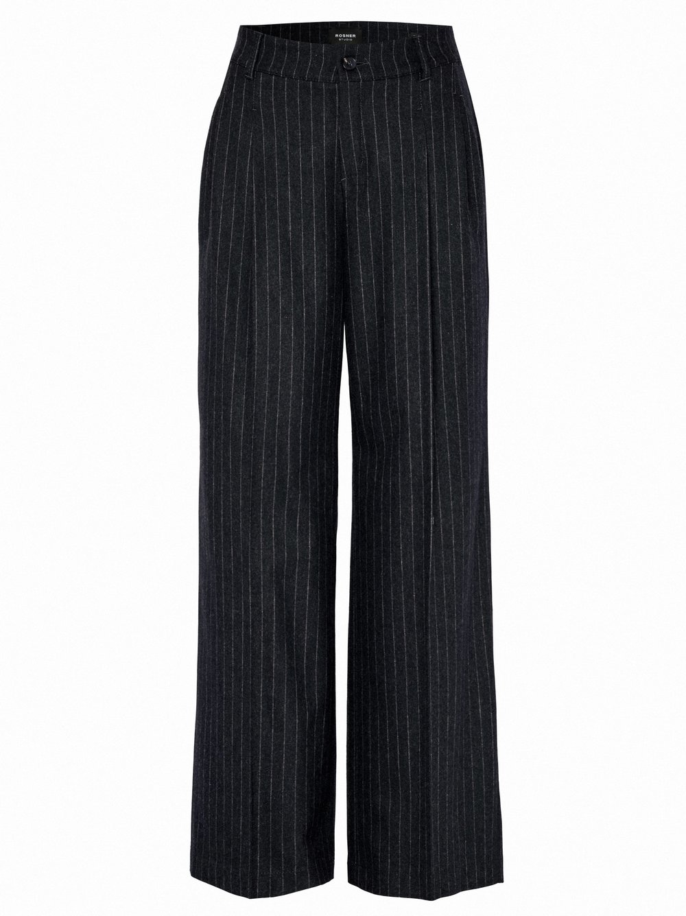Damenhose Mara Wide in Dark Blue, wide-Leg Hose mit Nadelstreifen, freigestellte Produktansicht