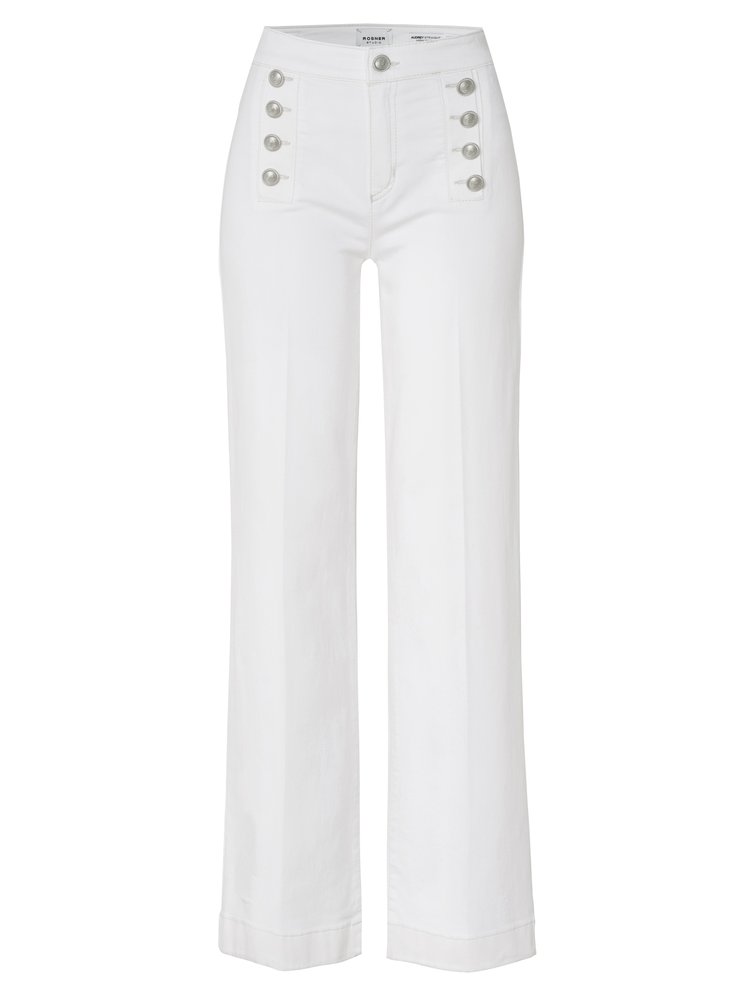 Womens jeans Audrey Sailor in white, bootcut jeans with sailor front, product view
