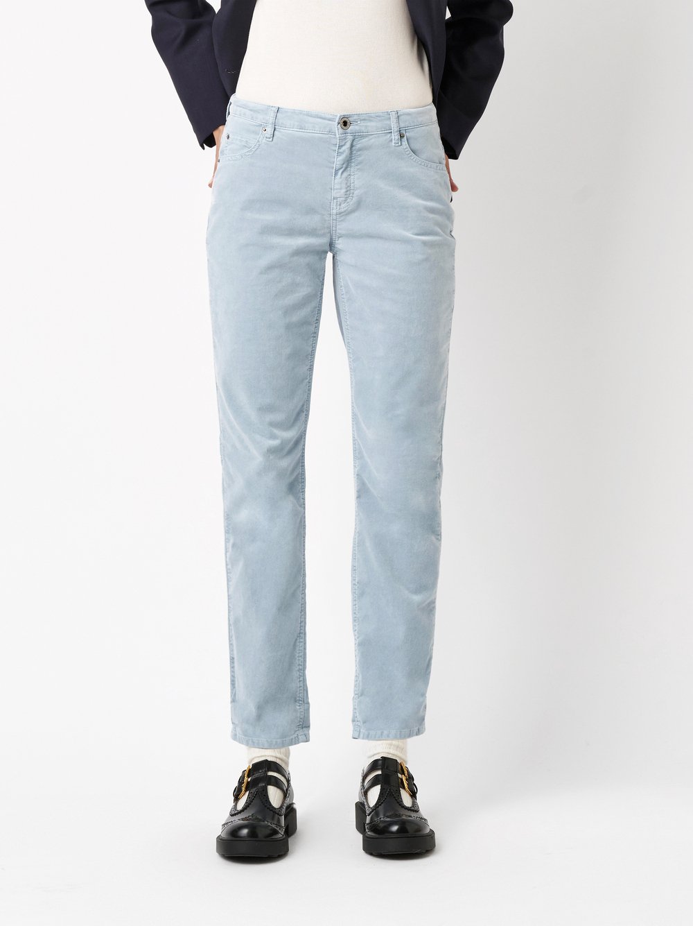 Trousers Masha_154 soft blue front view Trousers Masha_154 soft blue front view