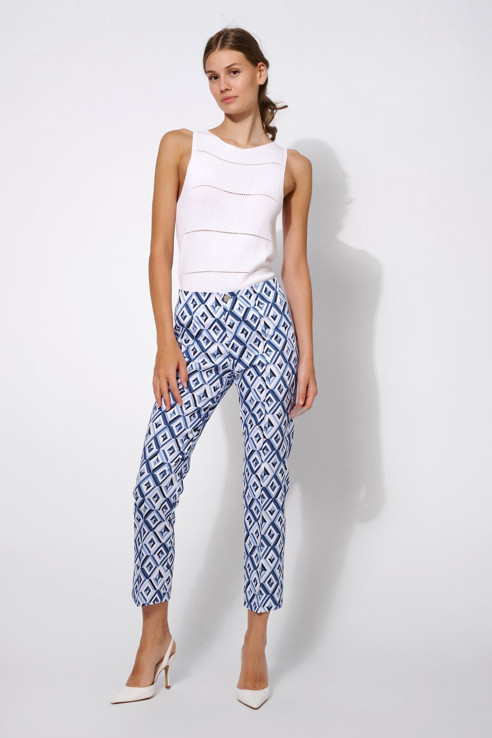 Patterned 7/8 pants | Style »Alisa_296« blue/white