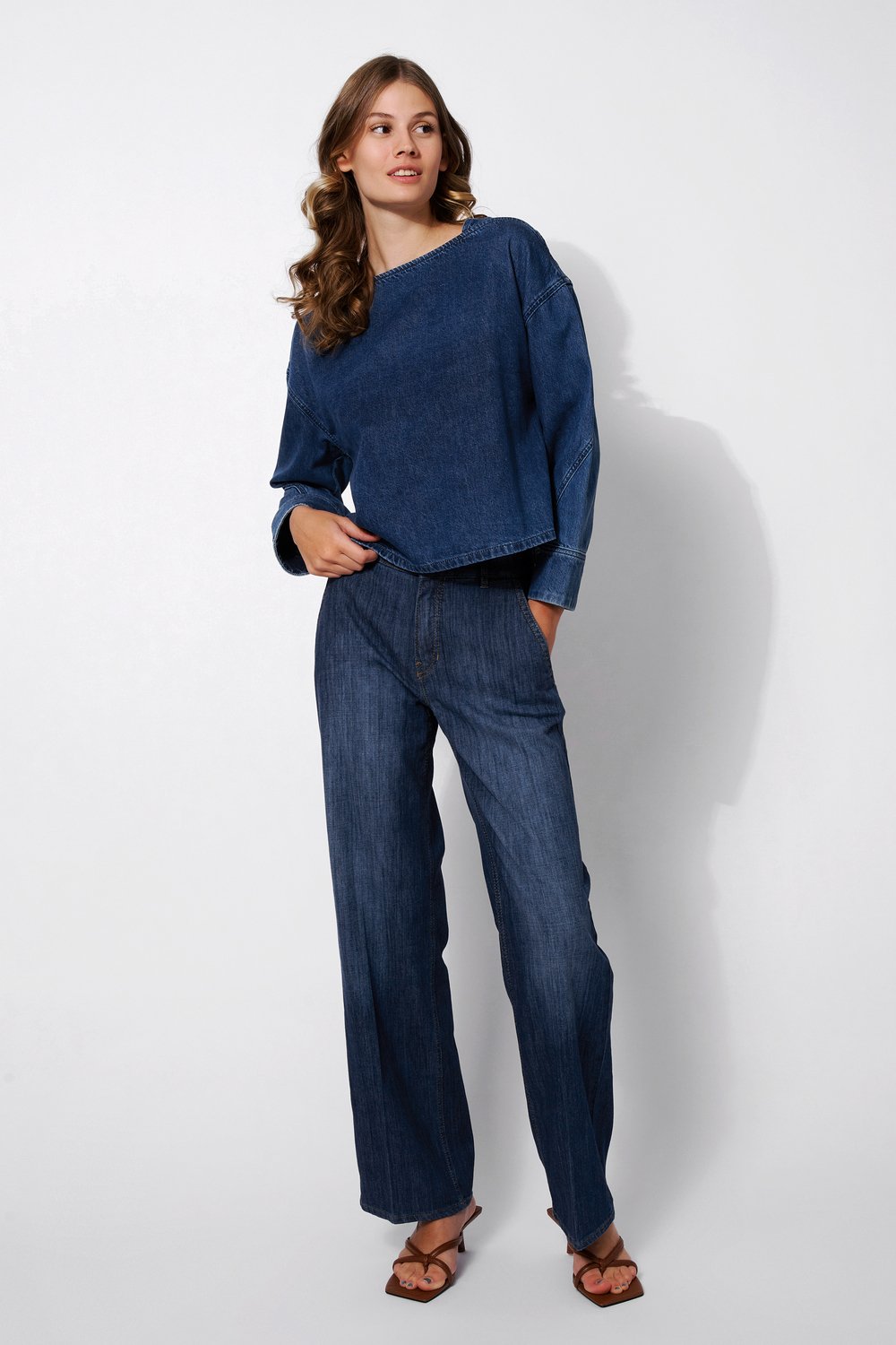 Leichte Wide Leg Jeans | Style »Audrey1_085« mid blue