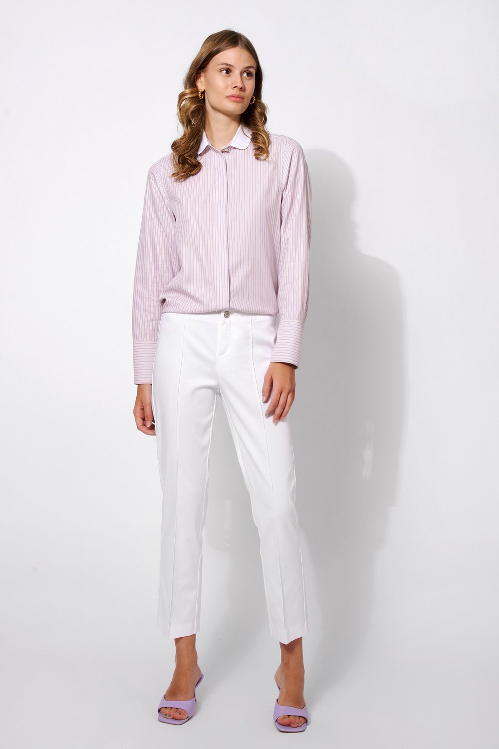 Slim, light business trousers | Style »Alisa_296« white
