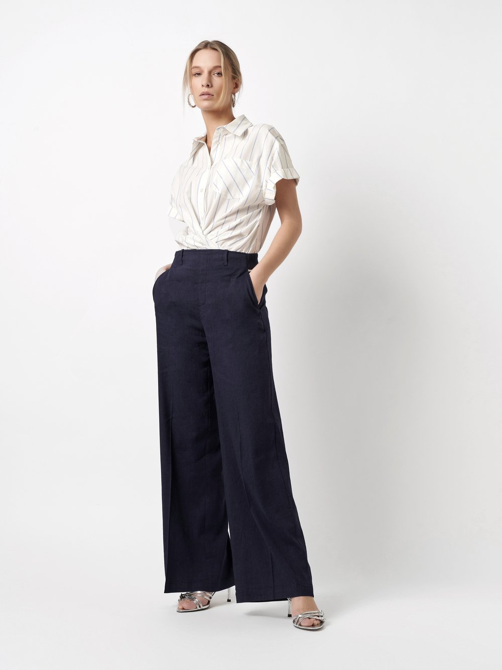 Wide Leg aus Leinen | Style »Mara_348« dark blue