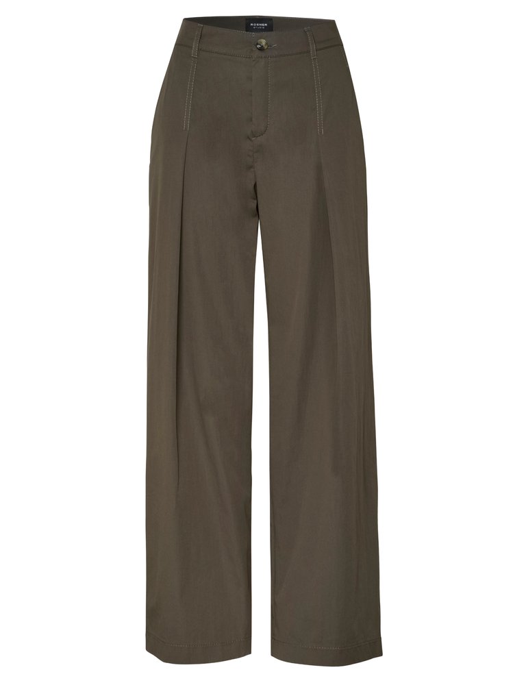 Womens trousers Mara Wide in khaki, wide-leg trousers made of papertouch cotton, product view