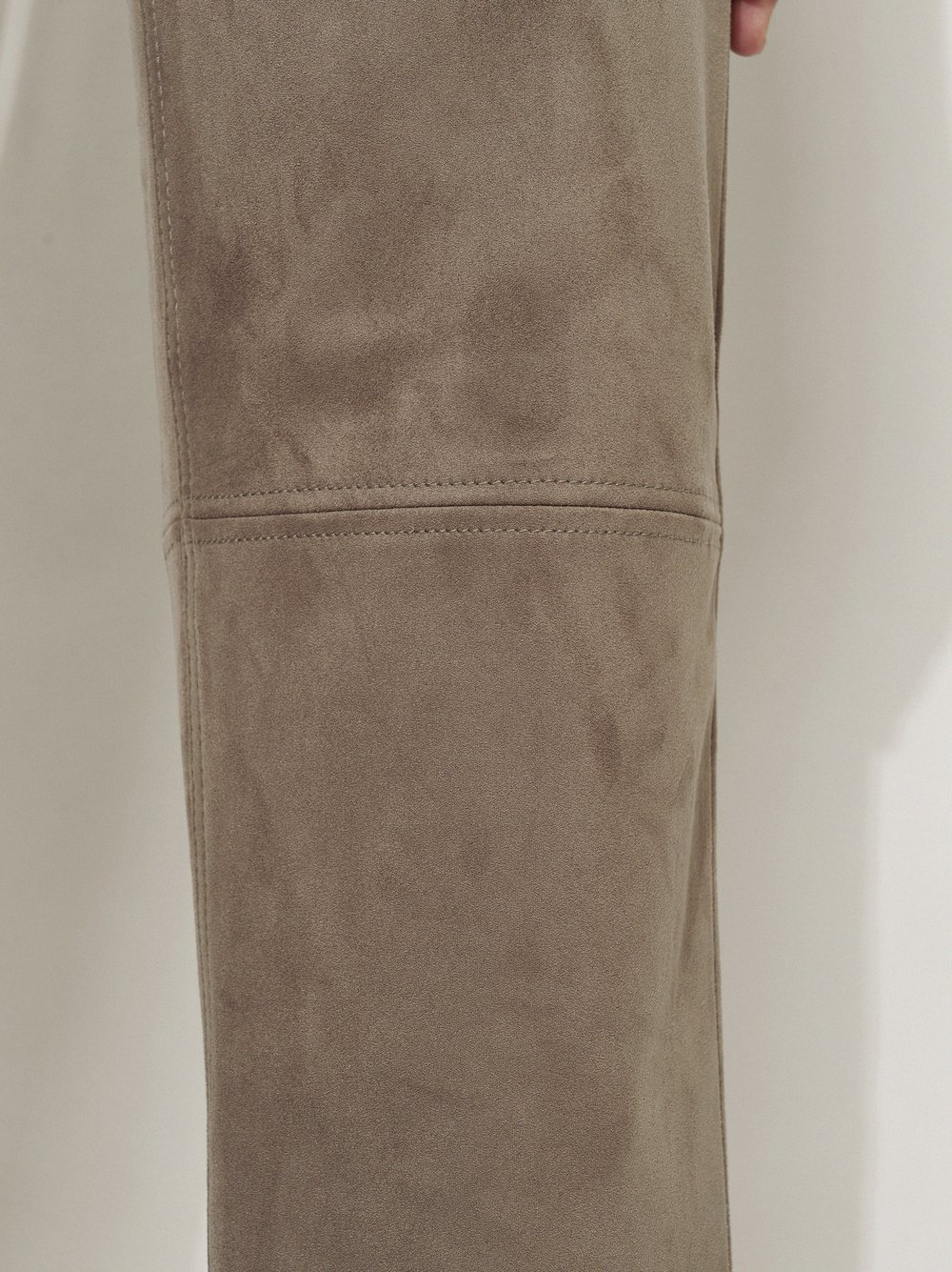 Womens trousers Audrey Straight in Taupe, straight-fit trousers in suede look, detail view