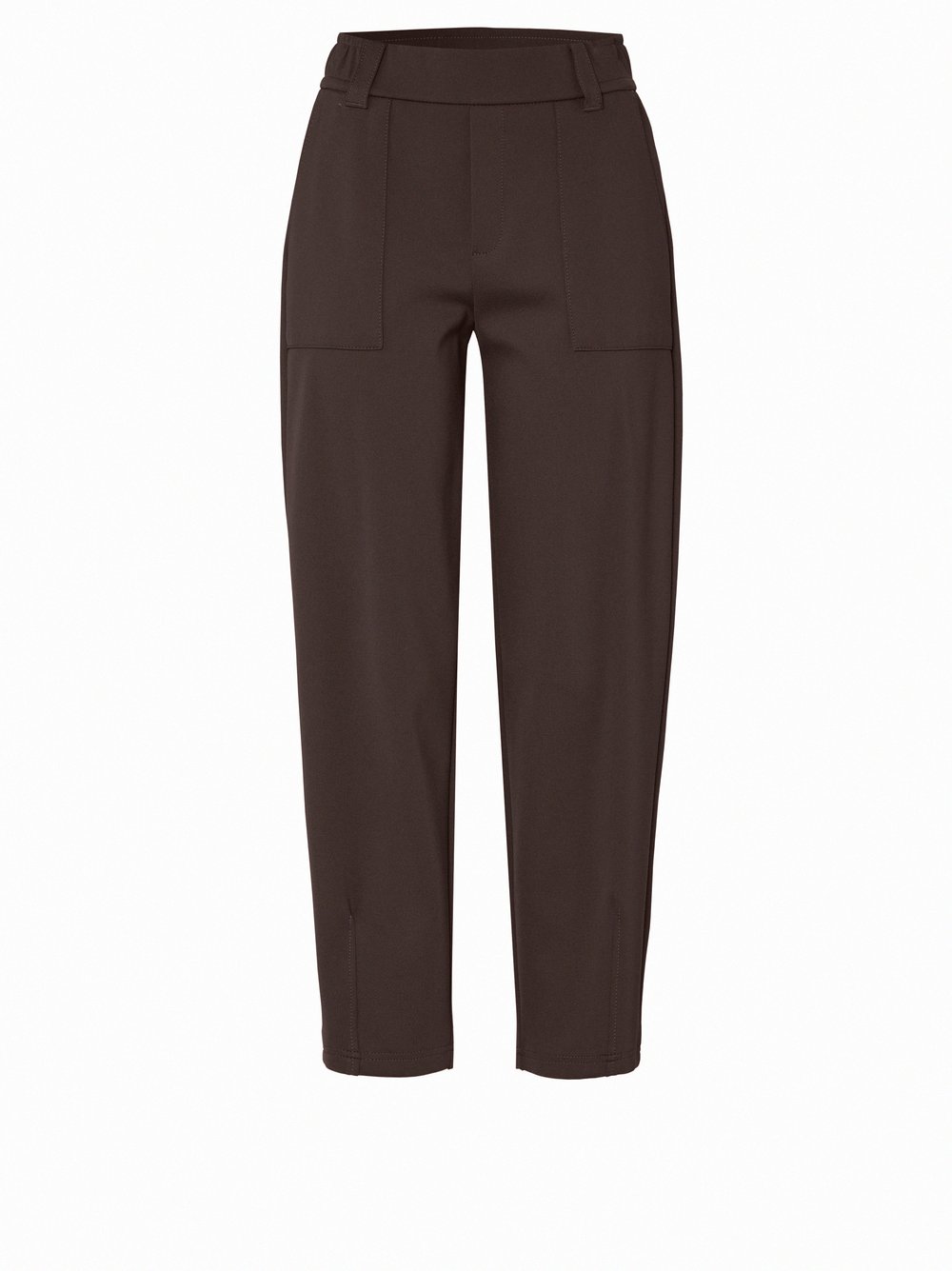 Womens trousers Mara Casual in Dark Brown, tapered-fit trousers in scuba fabric, product view