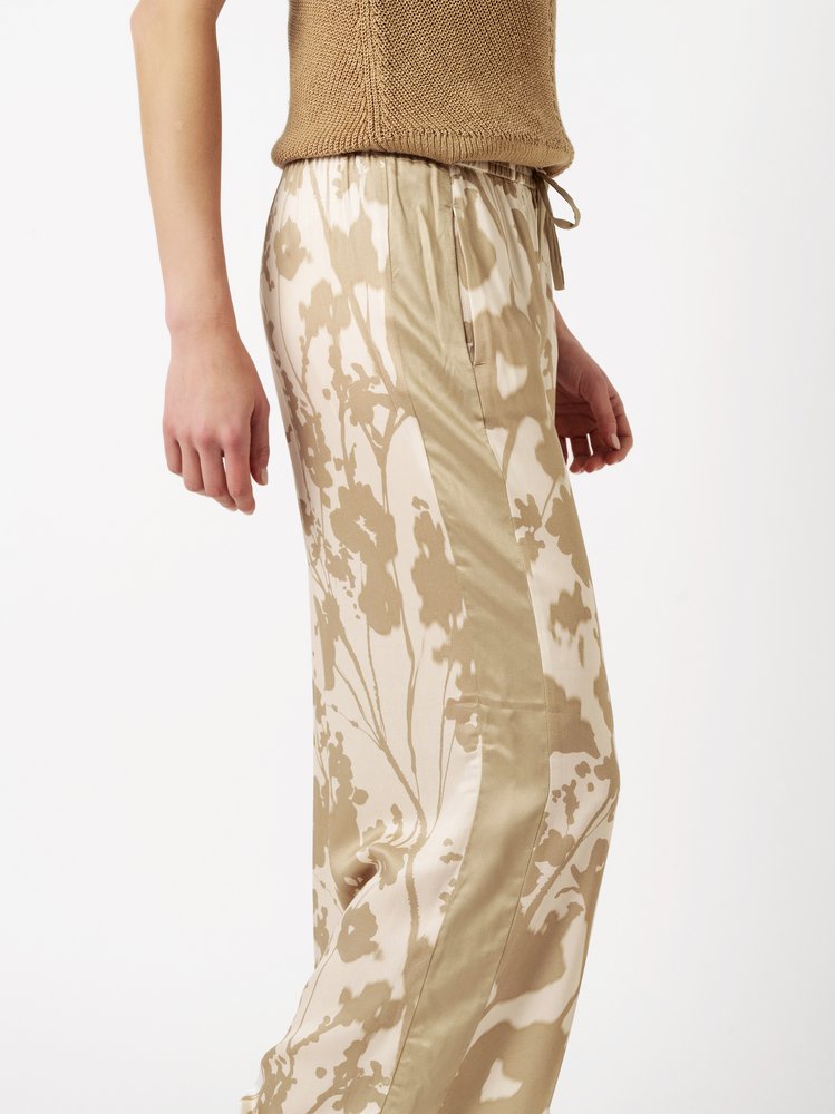 Womens trousers Mara Palazzo in sand / offwhite, palazzo pants with flower print, detail view