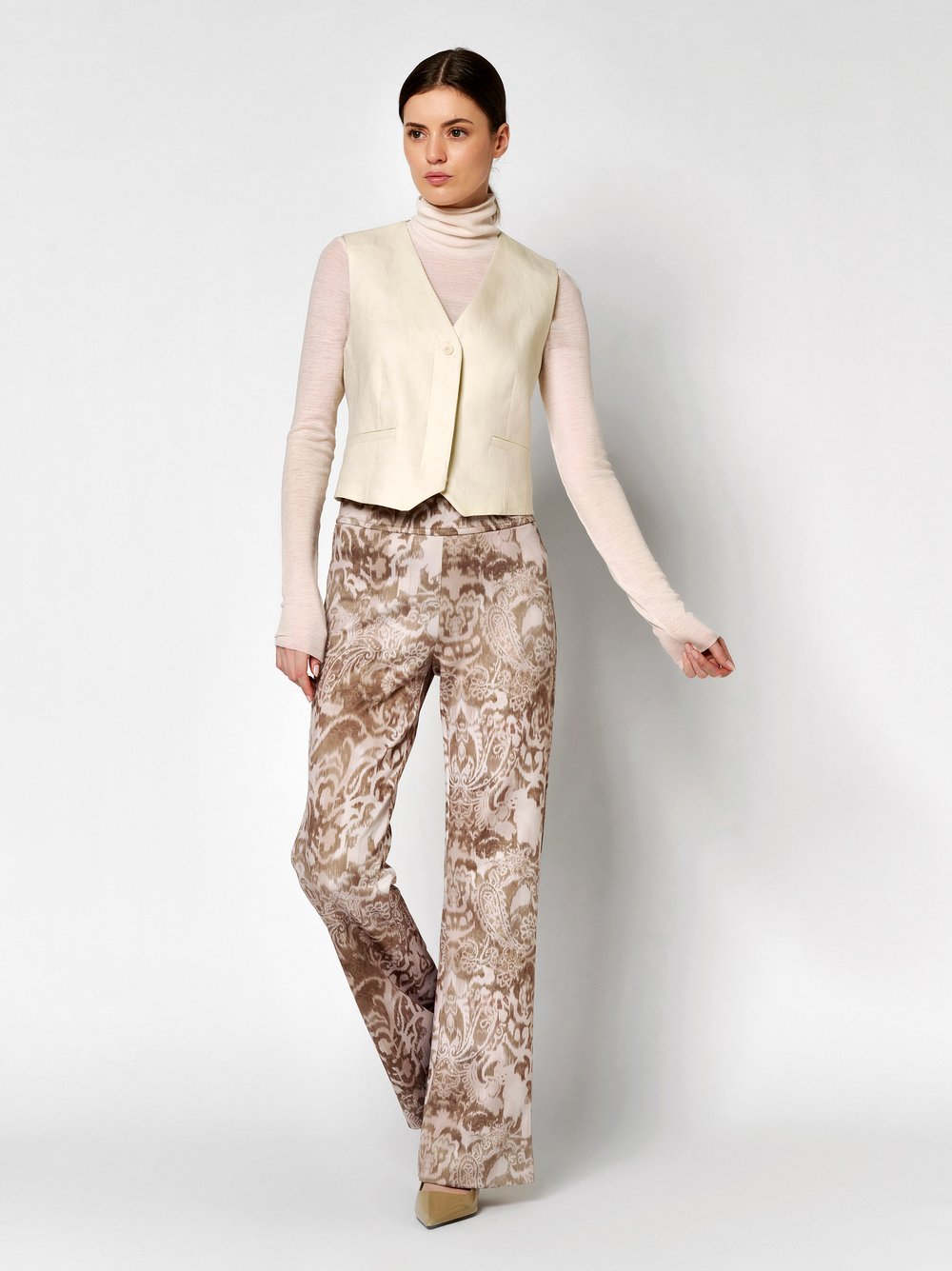 Flared mit Brokat-Druck | Style »Alisa_309« sand