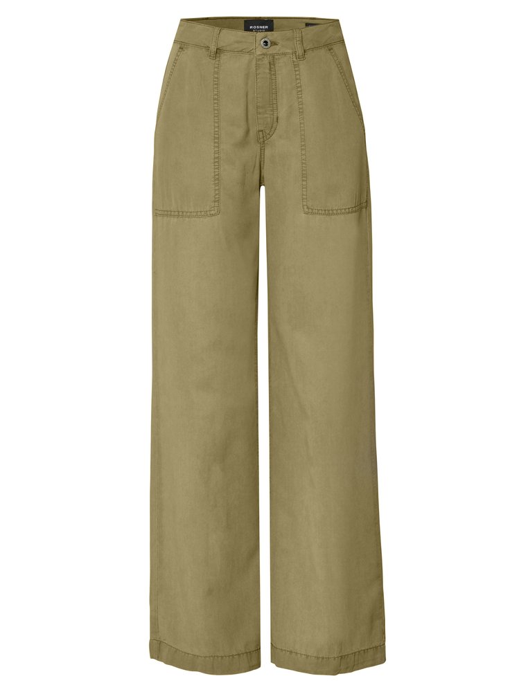 Womens trousers Mara Wide in khaki, wide-leg trousers in cargo style, product view