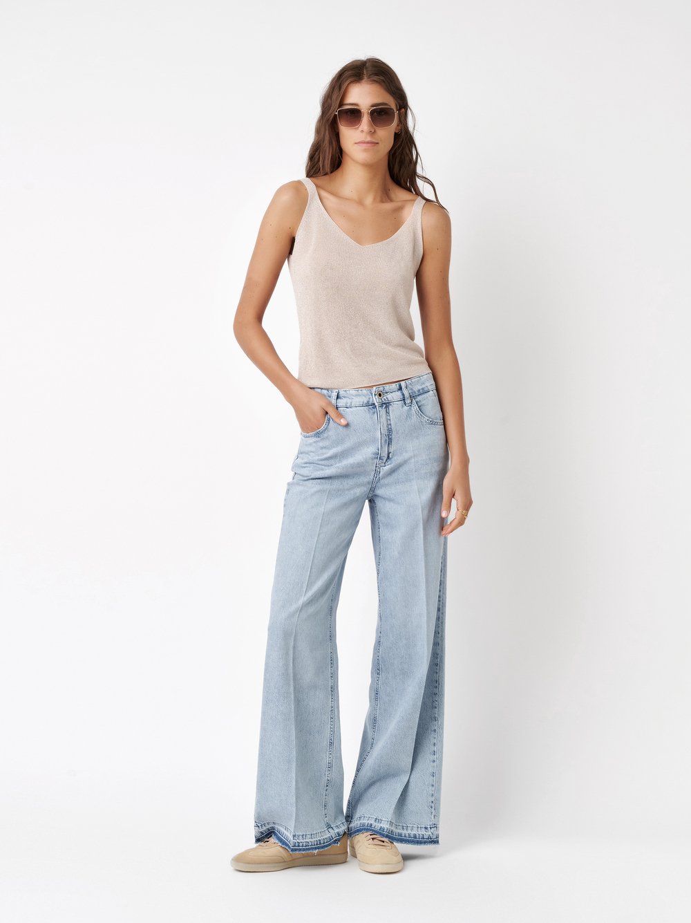 Wide Leg Jeans mit offenen Säumen | Style »Audrey1_086« light blue