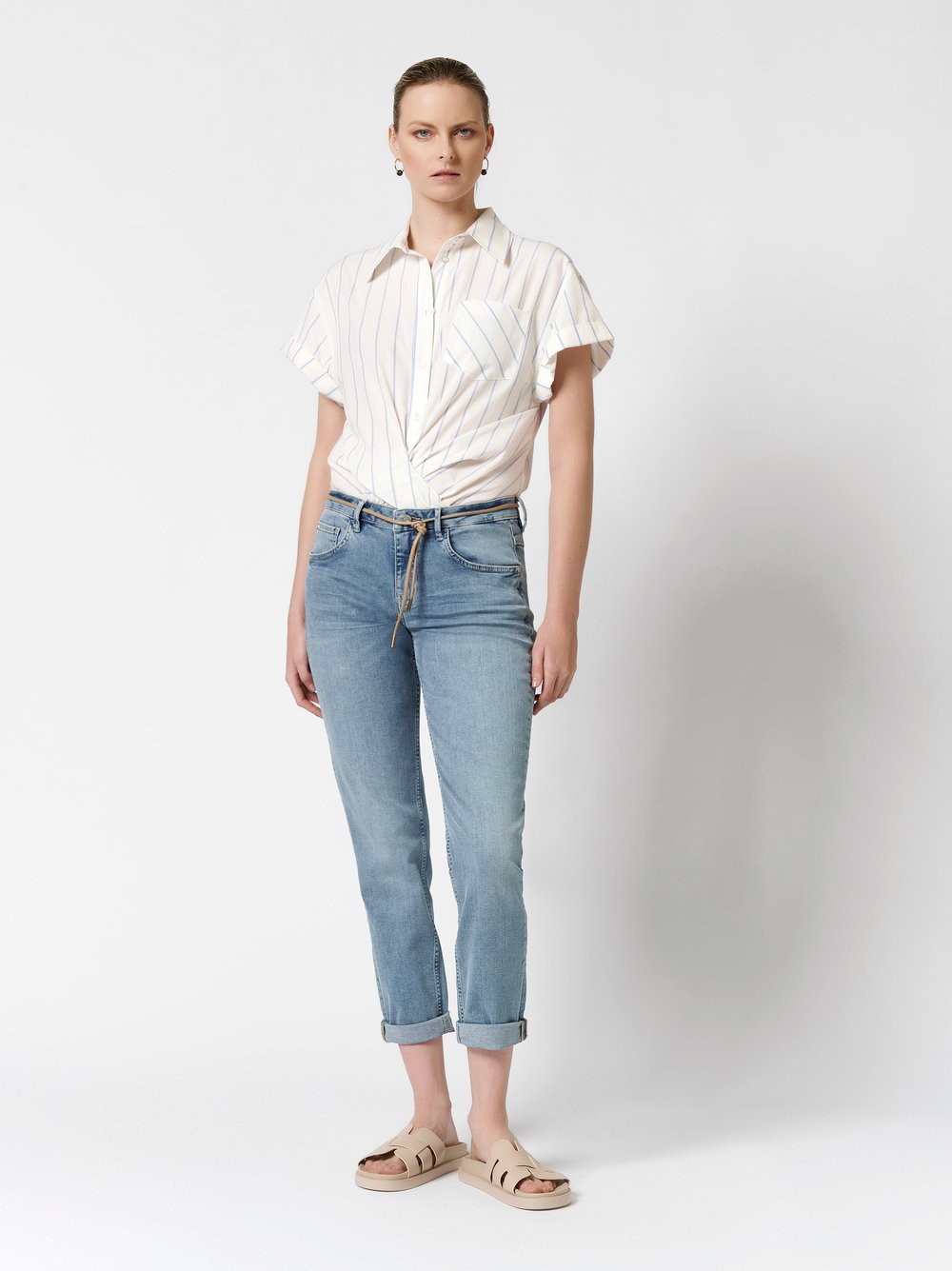 Jeans mit Bindegürtel | Style »Masha_097« light blue