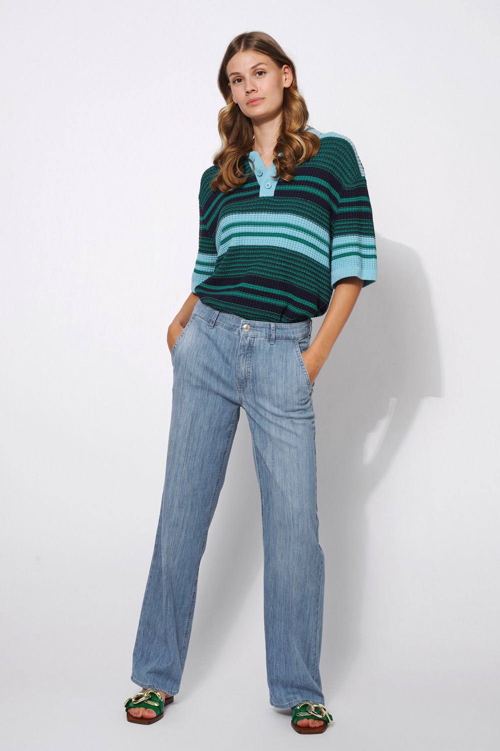 Leichte Wide Leg Jeans | Style »Audrey1_085« light blue