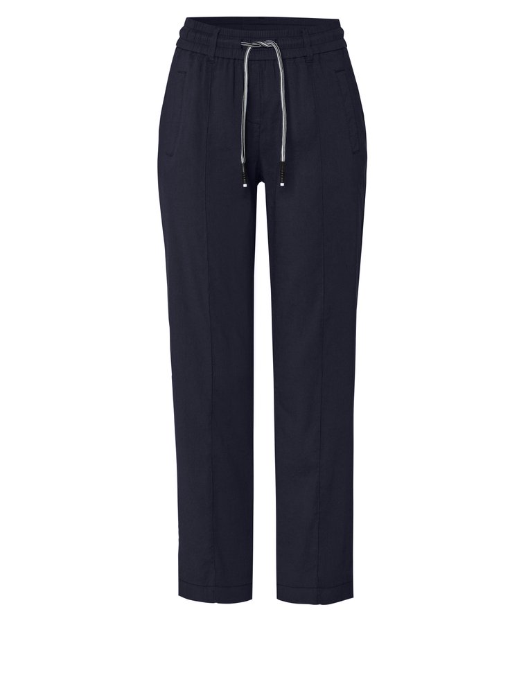 Womens trousers May Slim in navy, slim-fit linen trousers, product view