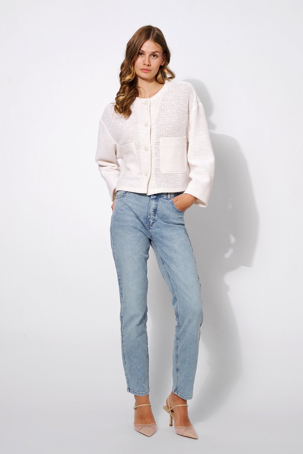 Jeans mit hohem Bund | Style »Audrey1« blue bleached