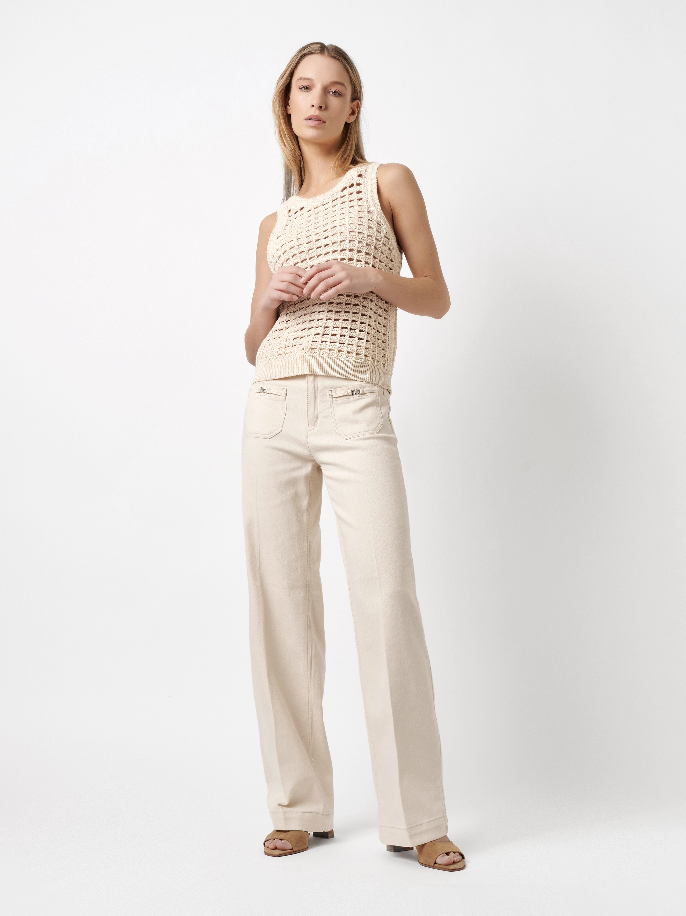 Wide Leg Jeans mit Taschendetails | Style »Audrey1_085« sand