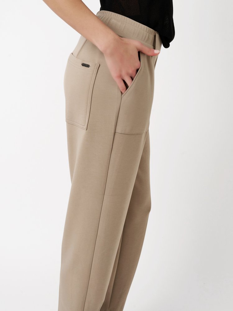 Womens trousers Mara Tapered in taupe, tapered-fit trousers made of scuba, detail view