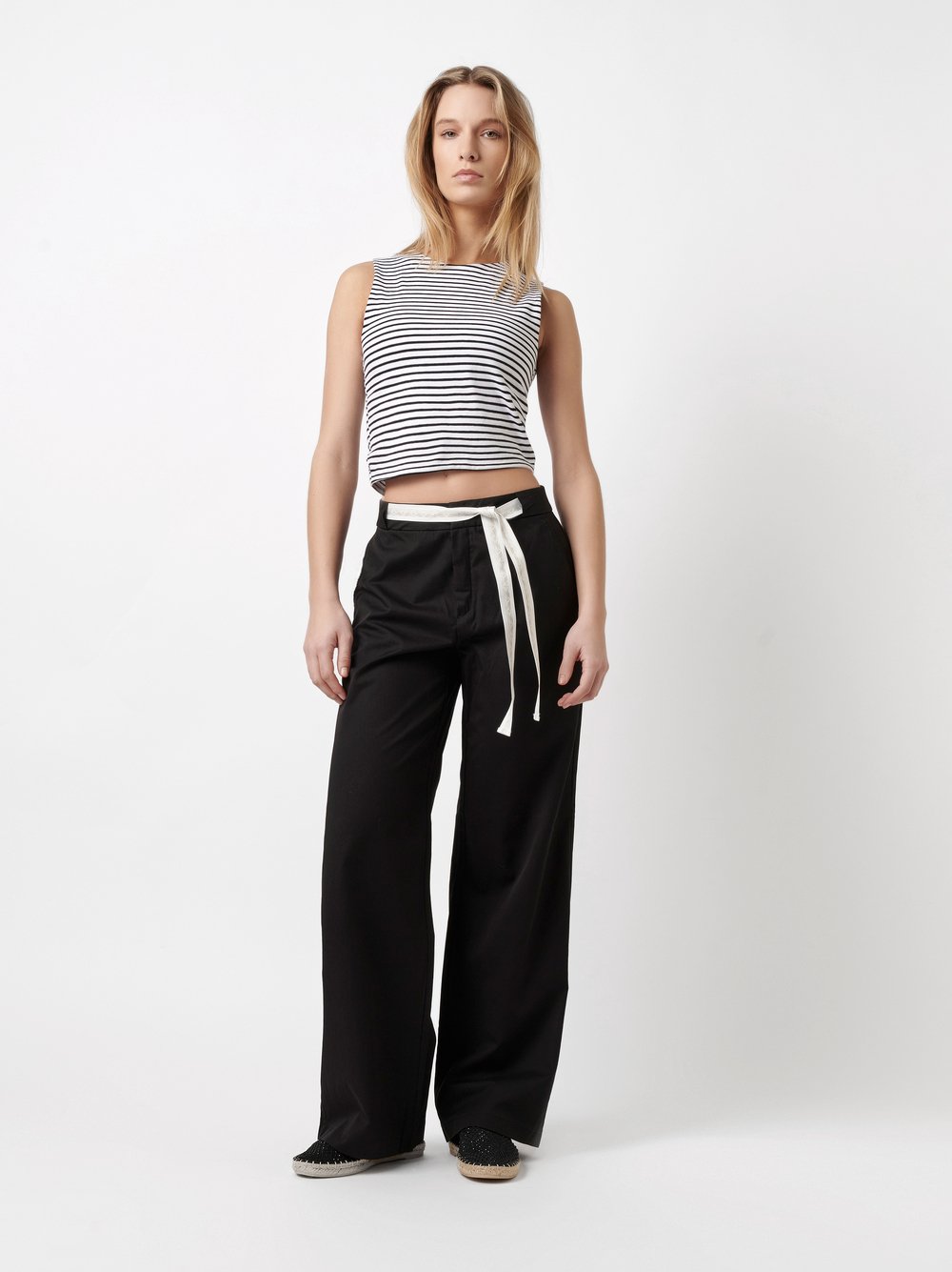 Leichte Wide Leg mit Bindegürtel | Style »Mara_344« black