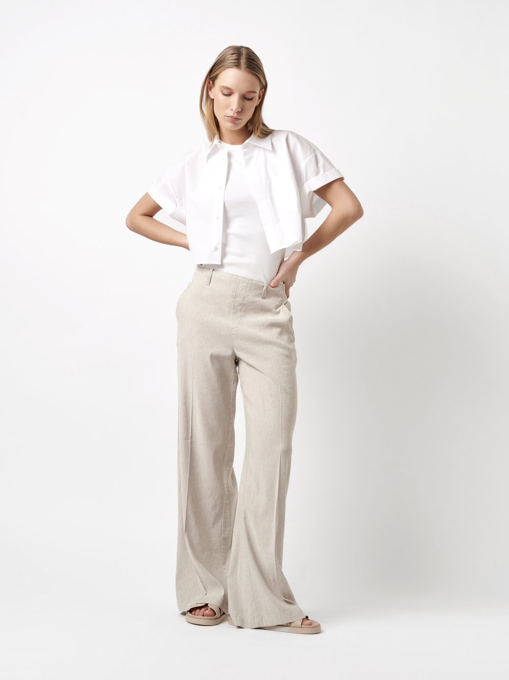 Wide Leg aus Leinen | Style »Mara_348« sand