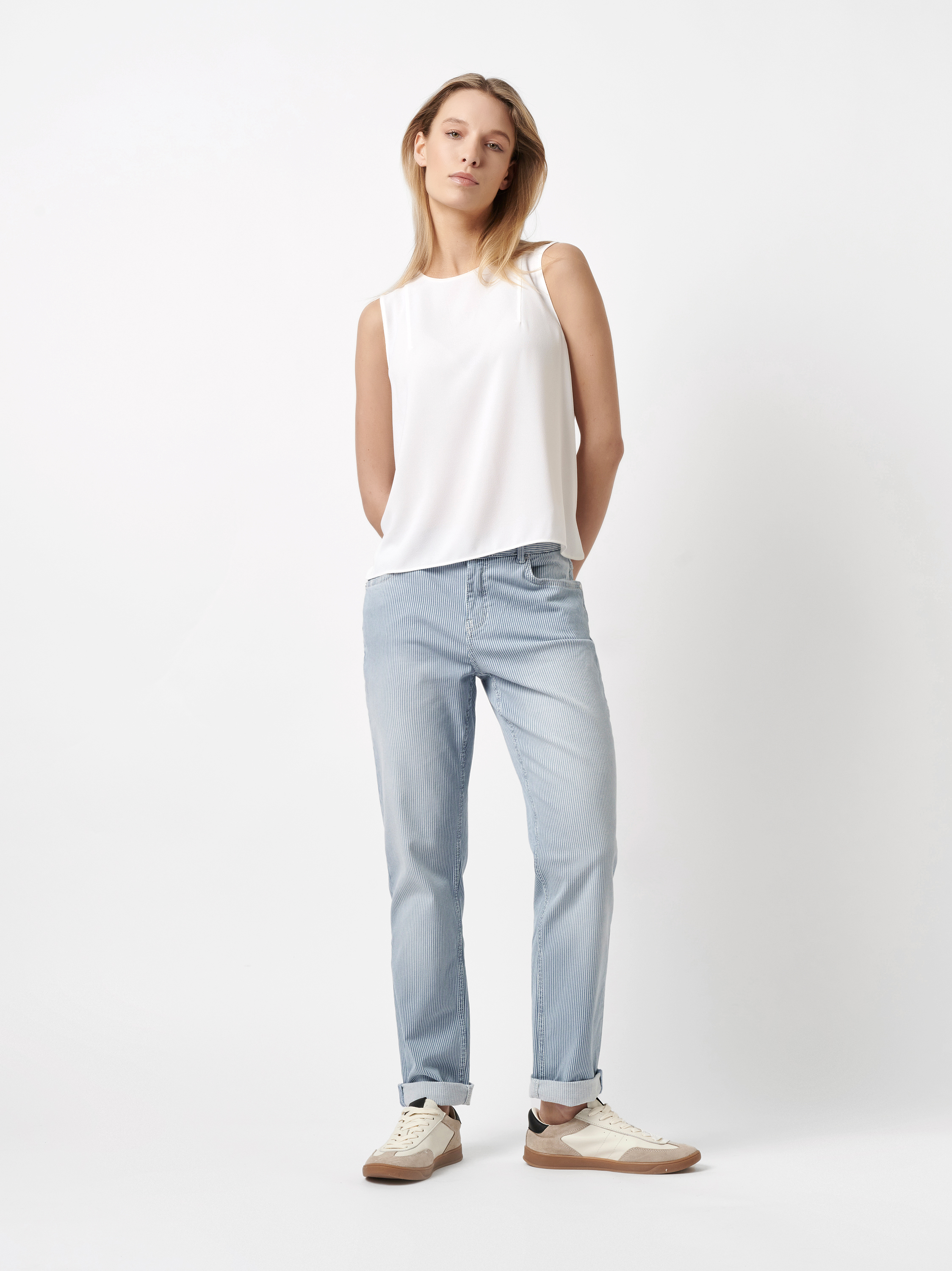 Gestreifte, entspannte Jeans | Style »Masha_097« blue/white