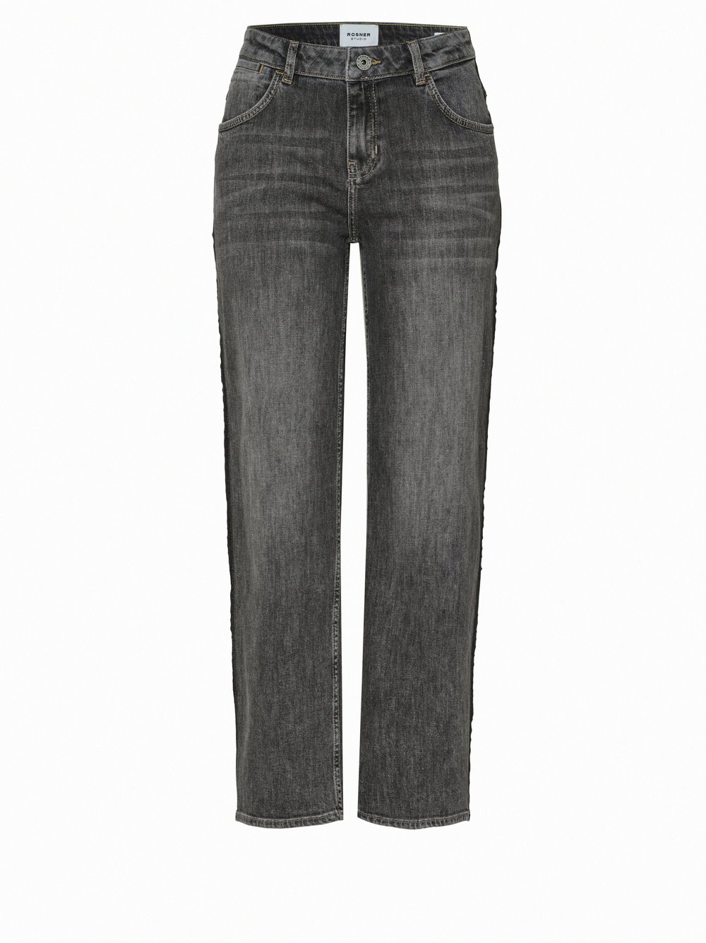 Womens jeans Masha Straight in Grey, straight-fit jeans with contrast side panels, product view