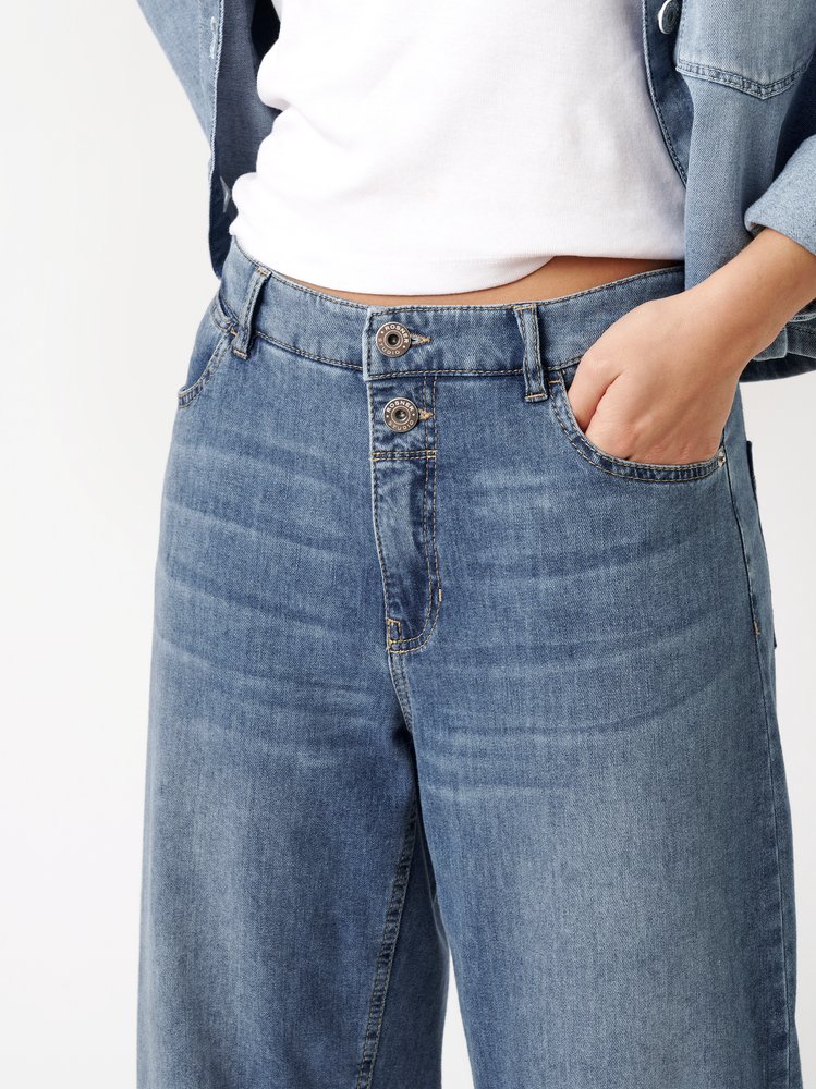 Womens jeans Mara Barrel in mid blue, barrel-fit jeans, detail view