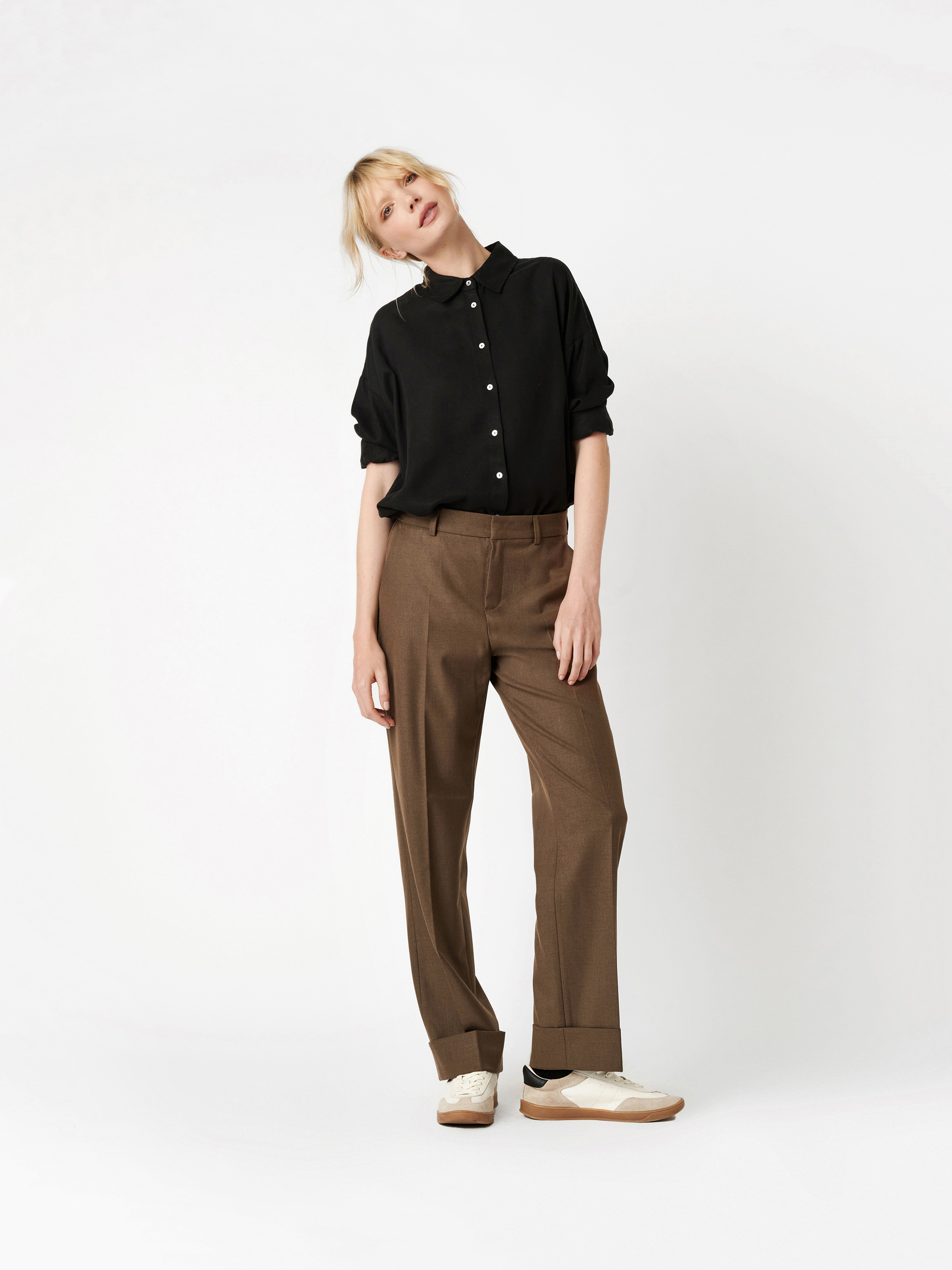 Hose Audrey1_093 brown Outfitansicht Hose Audrey1_093 brown Outfitansicht