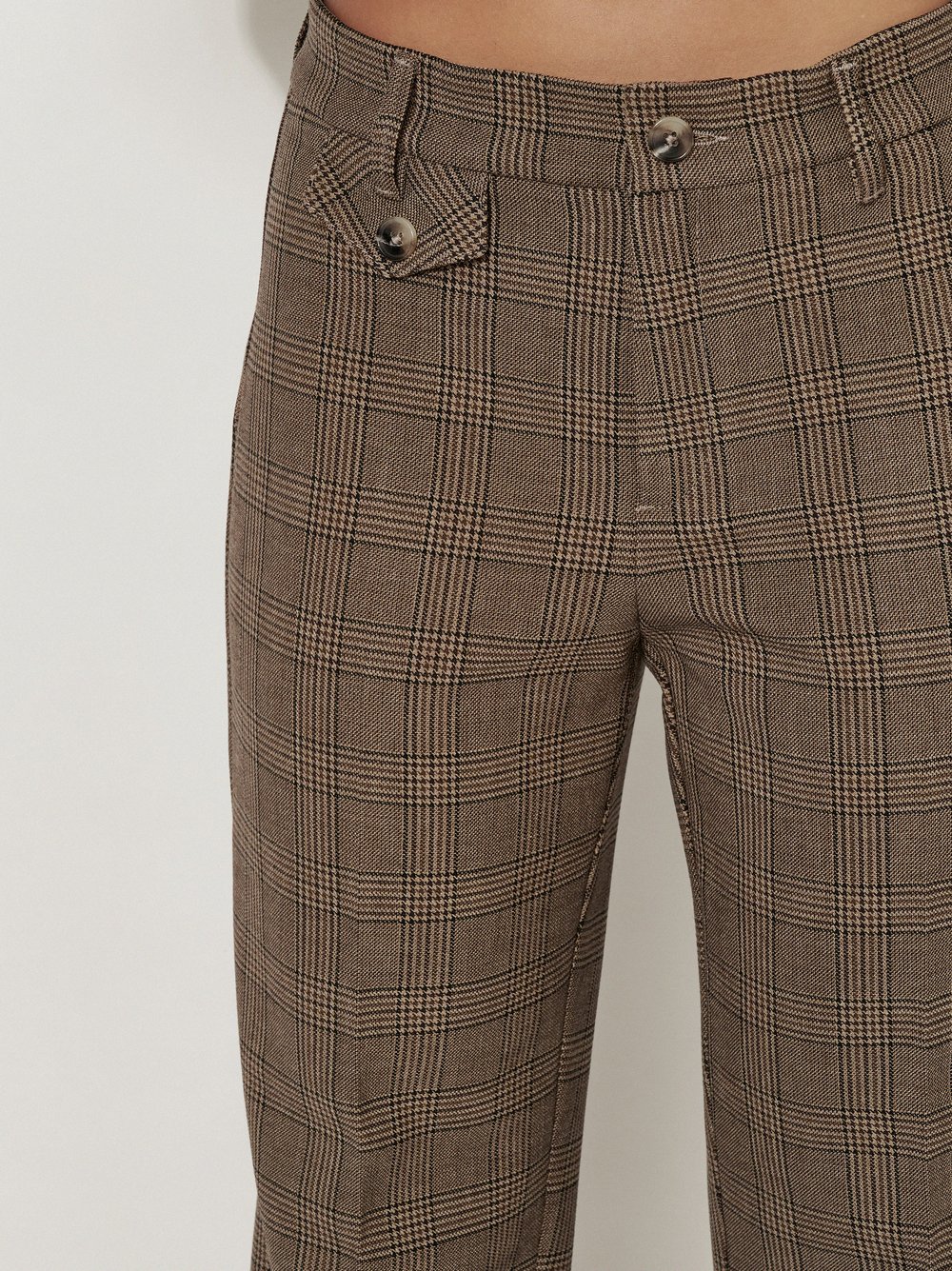 Womens trousers Audrey Flared in Navy, flared trousers in glen check, detail view