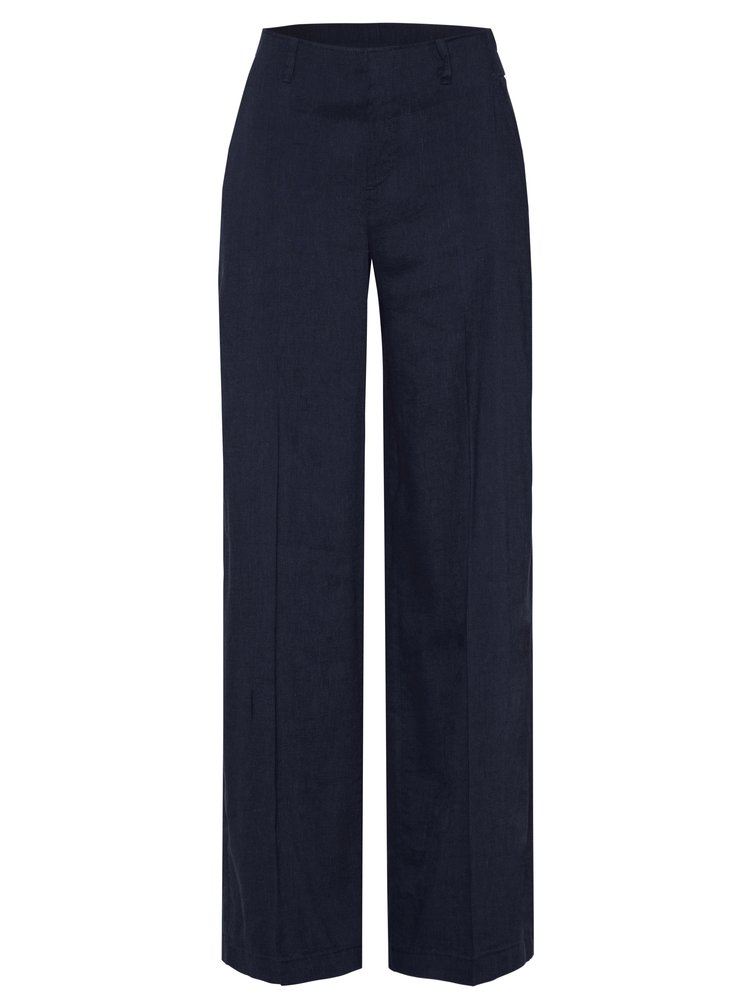 Womens trousers Mara Wide in navy, wide-leg linen trousers, product view