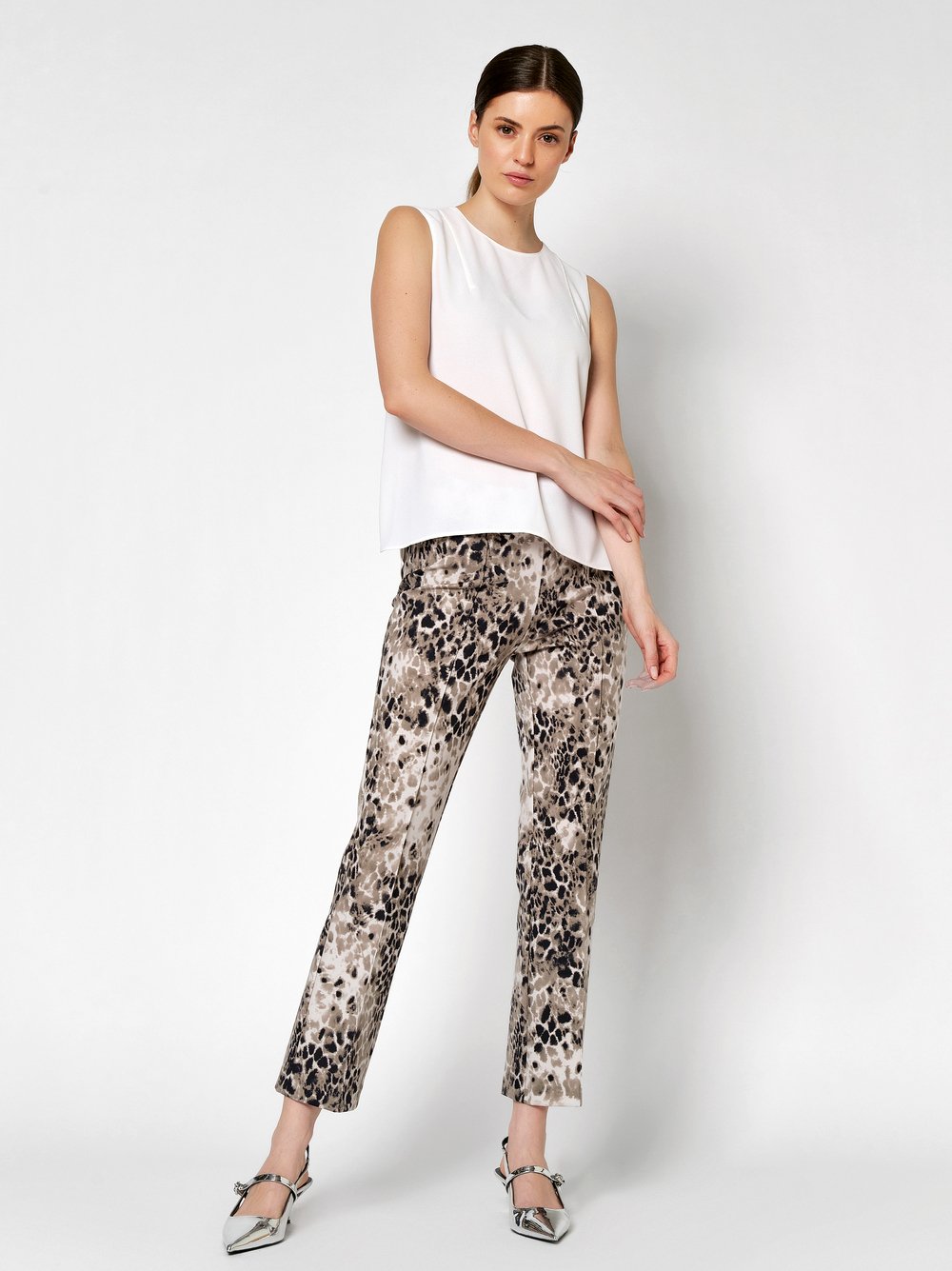 Slim-Fit mit Leoprint | Style »Alisa_296« taupe/black
