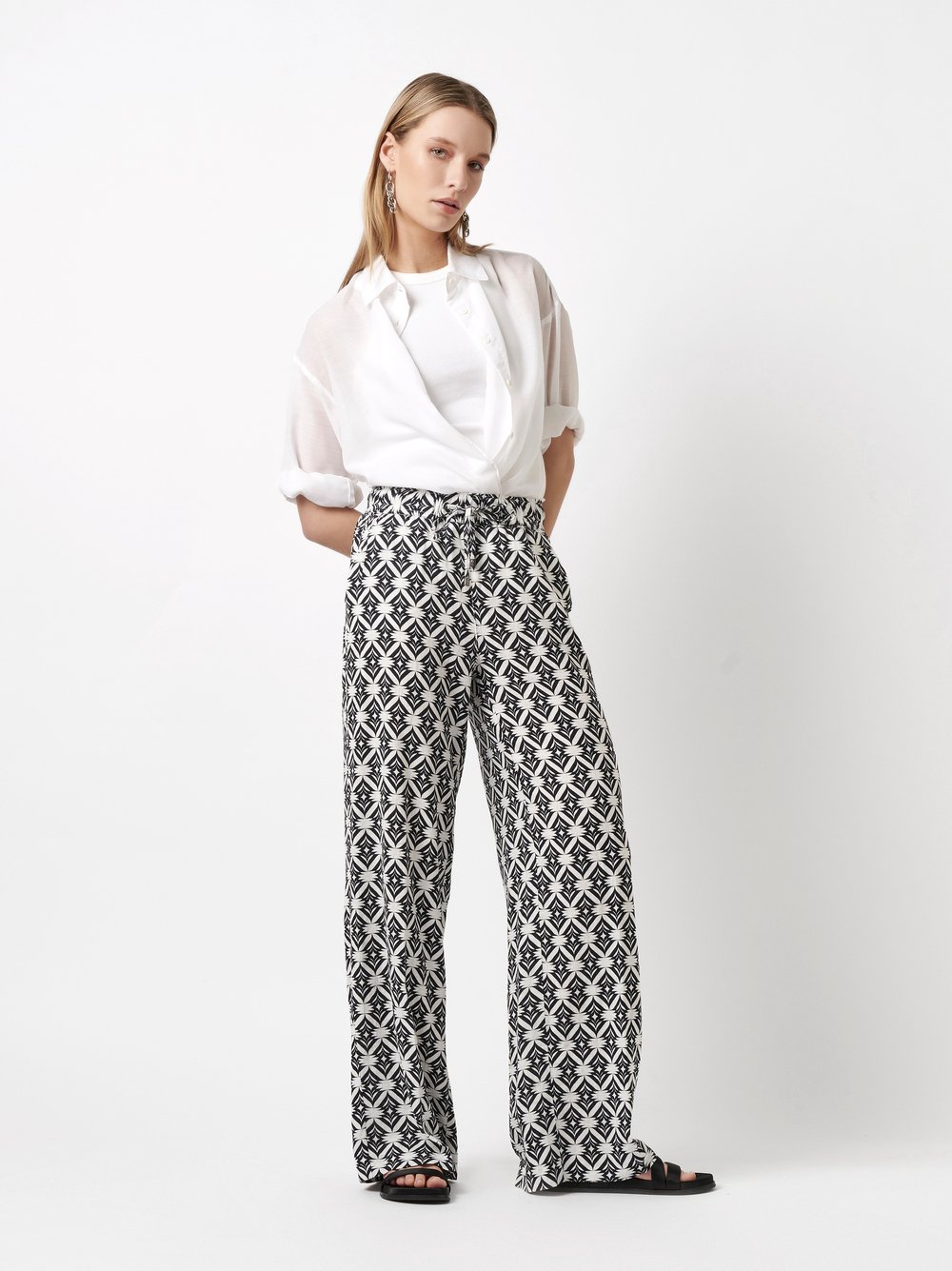Gemusterte Palazzo-Hose | Style »Mara_355« offwhite/black