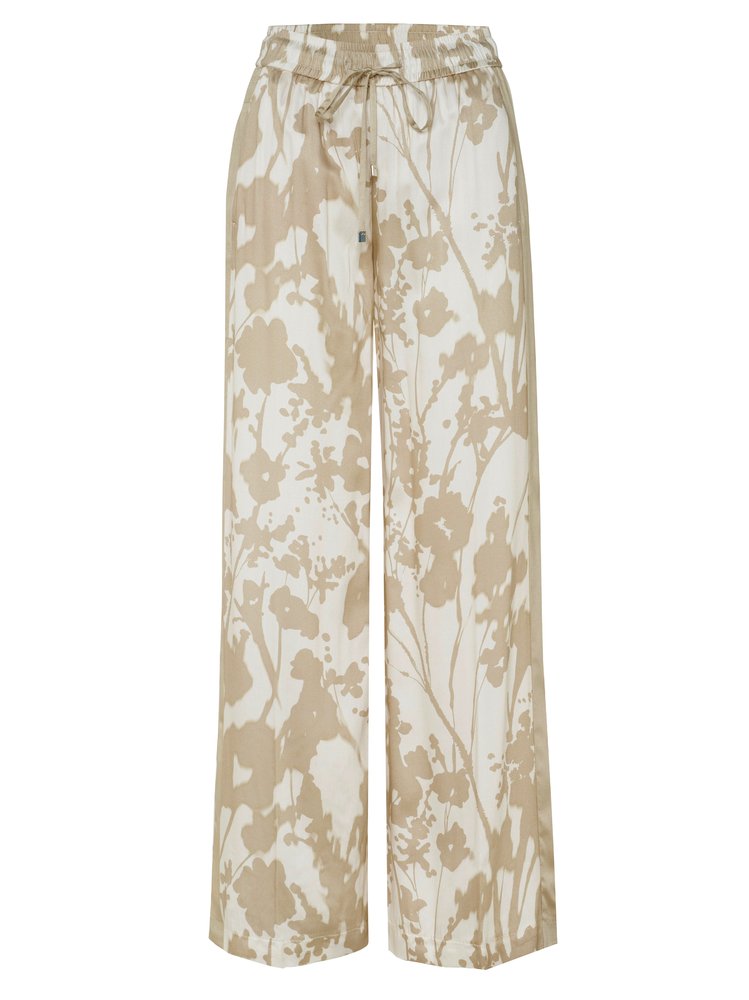 Womens trousers Mara Palazzo in sand / offwhite, palazzo pants with flower print, product view